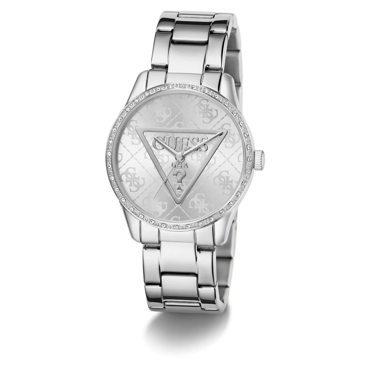 Silberfarbene Armbanduhr mit Logo-Zifferblatt