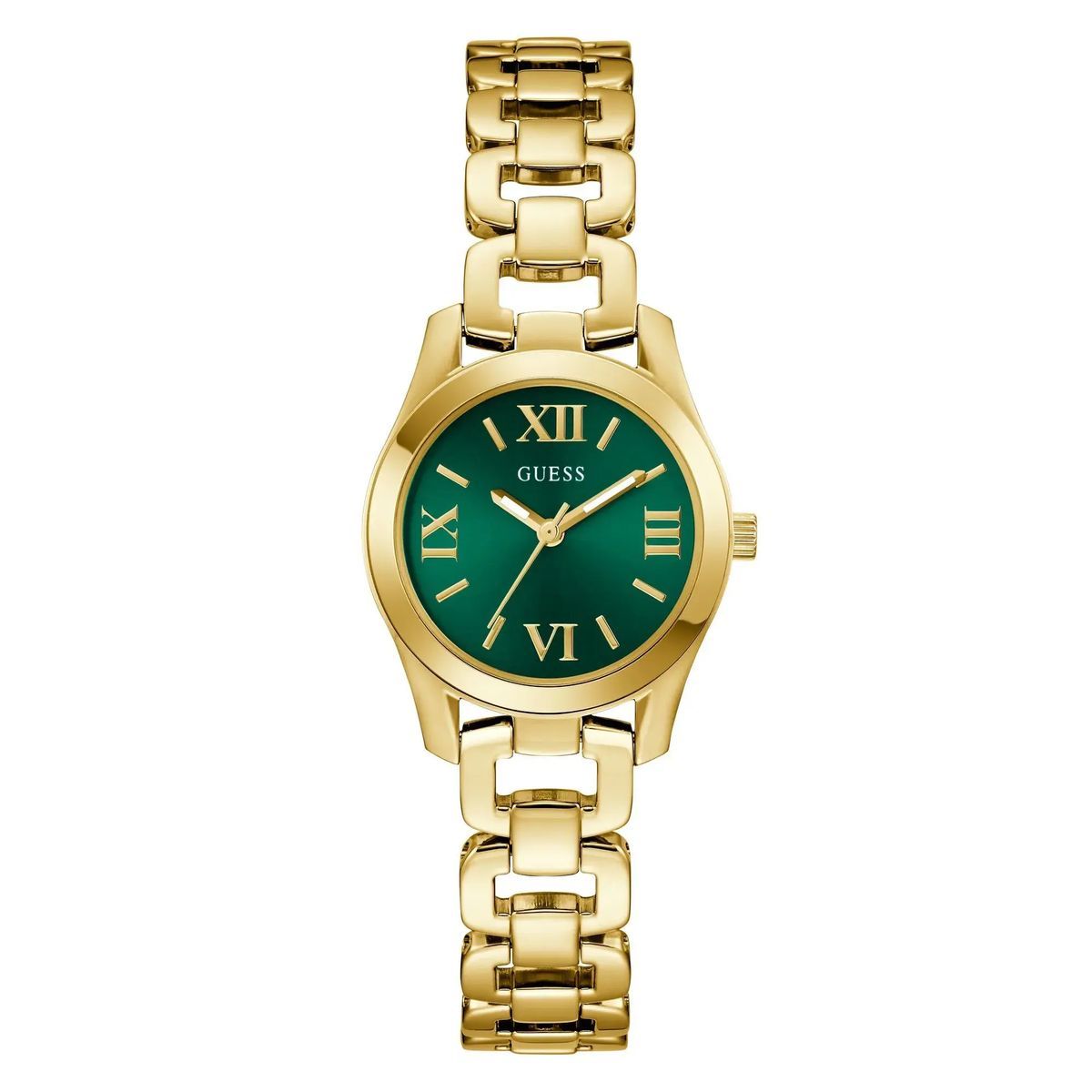 Elegante goldfarbene Armbanduhr mit Kettengliederarmband