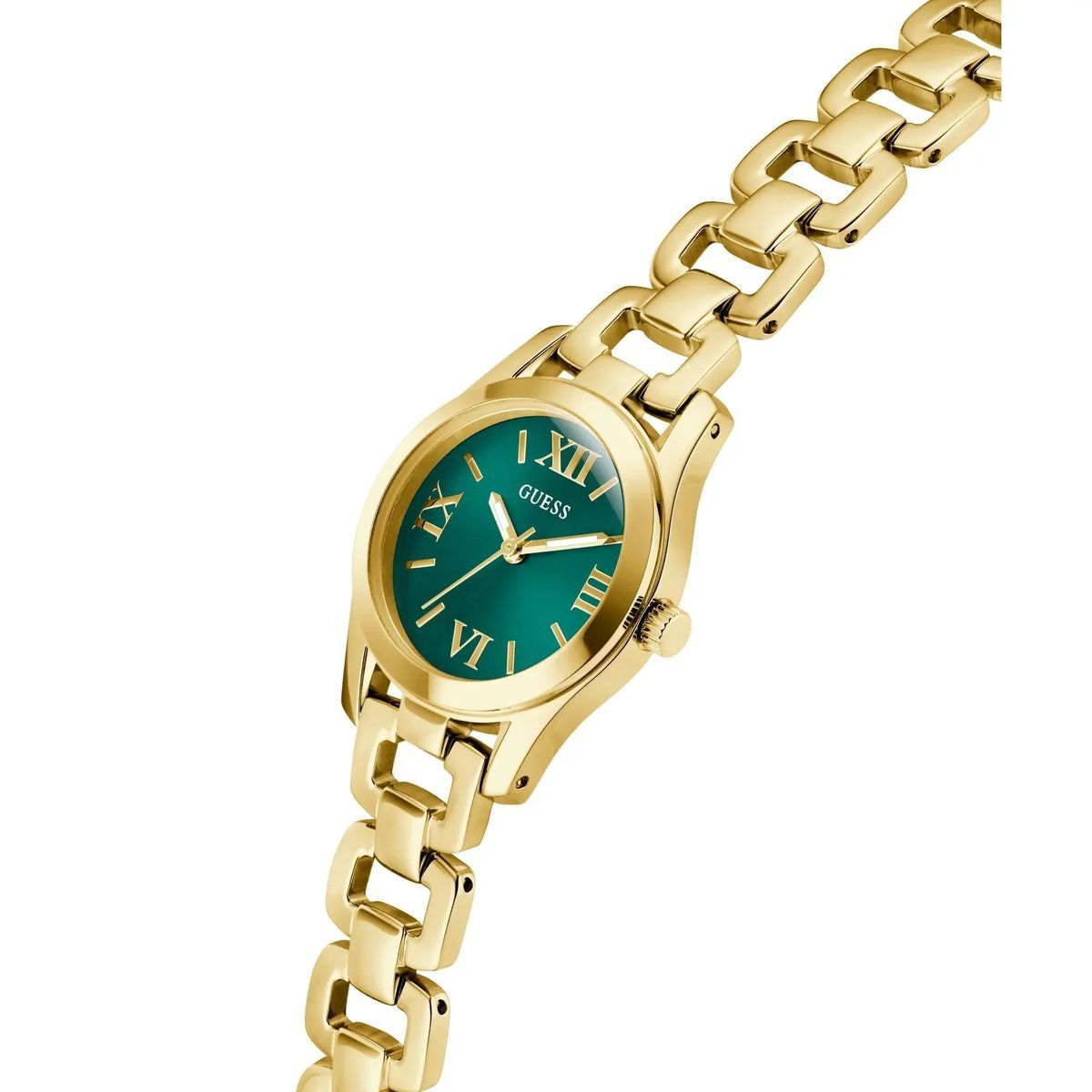 Elegante goldfarbene Armbanduhr mit Kettengliederarmband