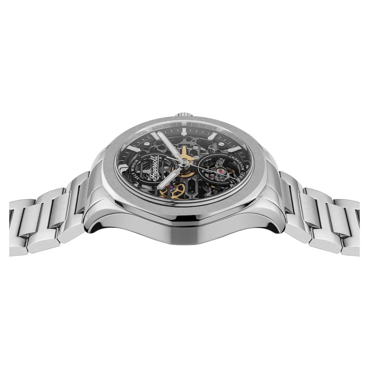 Automatikuhr mit skelettiertem Zifferblatt in Silber