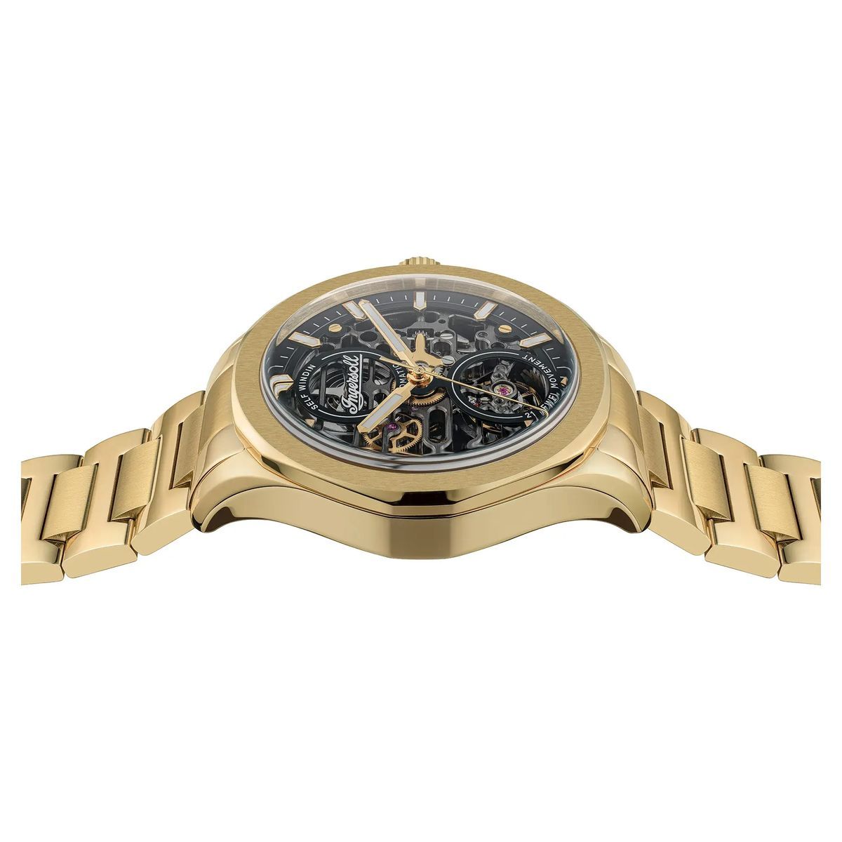 Elegante Skelettuhr mit goldenem Zifferblatt