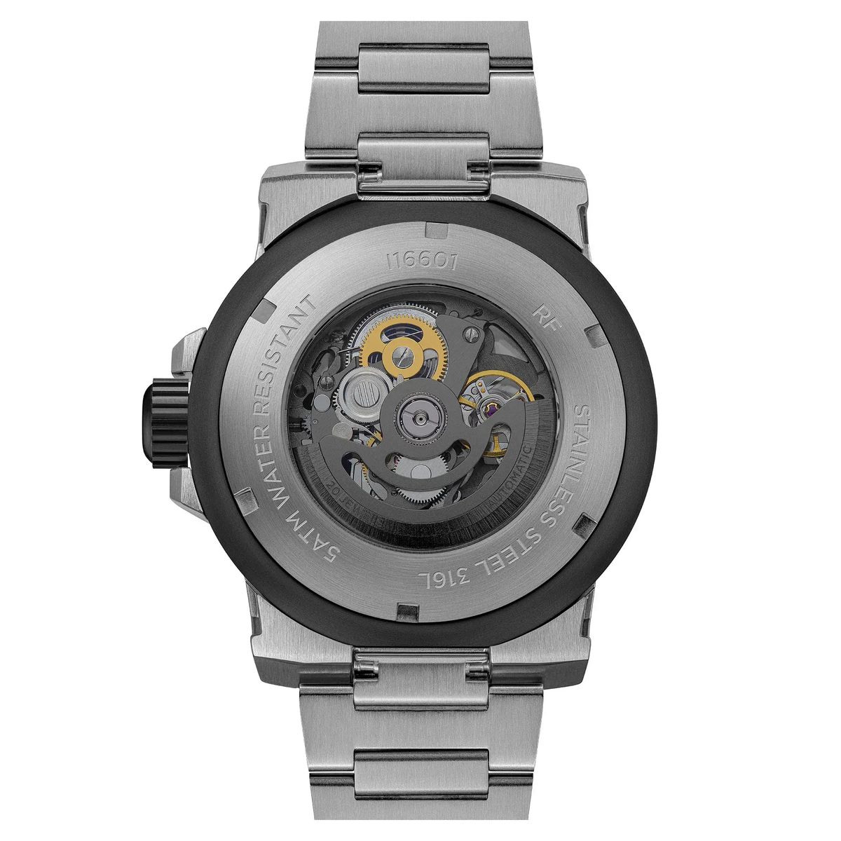Silberne automatische Skelett-Armbanduhr