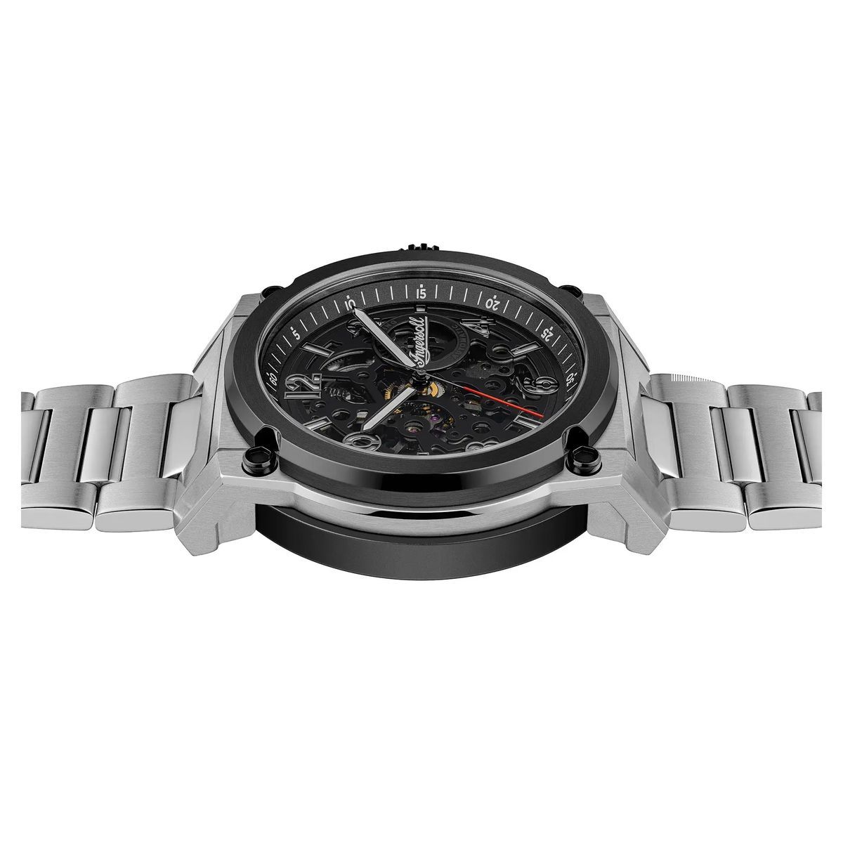 Silberne automatische Skelett-Armbanduhr