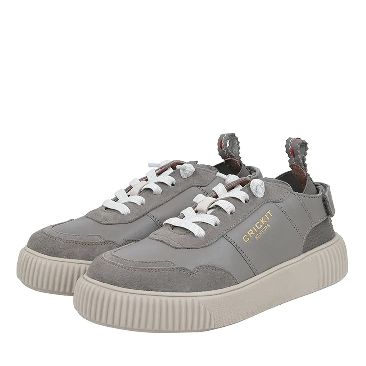 Graue Low-Top Leder-Sneakers