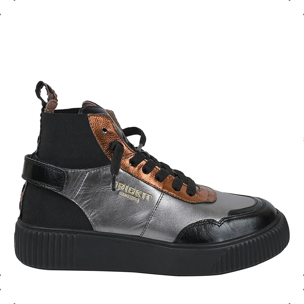 Metallic Leder High-Top Fashion Sneakers