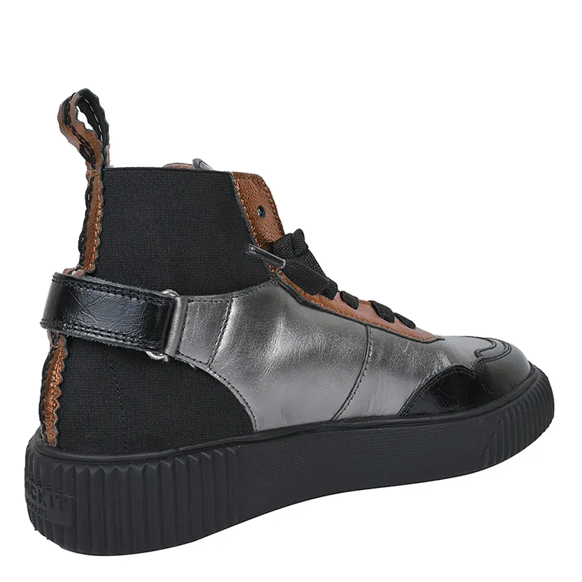 Metallic Leder High-Top Fashion Sneakers