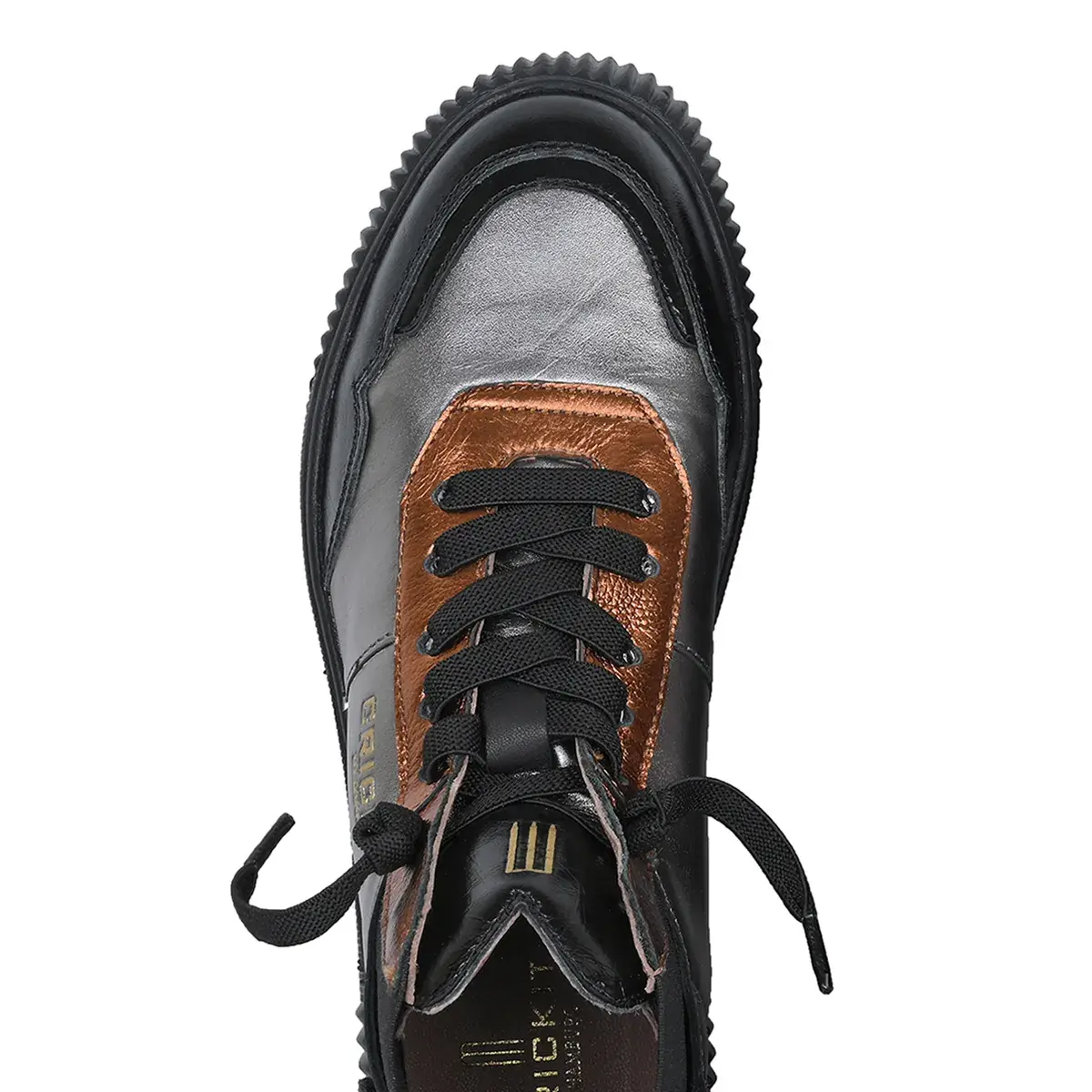 Metallic Leder High-Top Fashion Sneakers