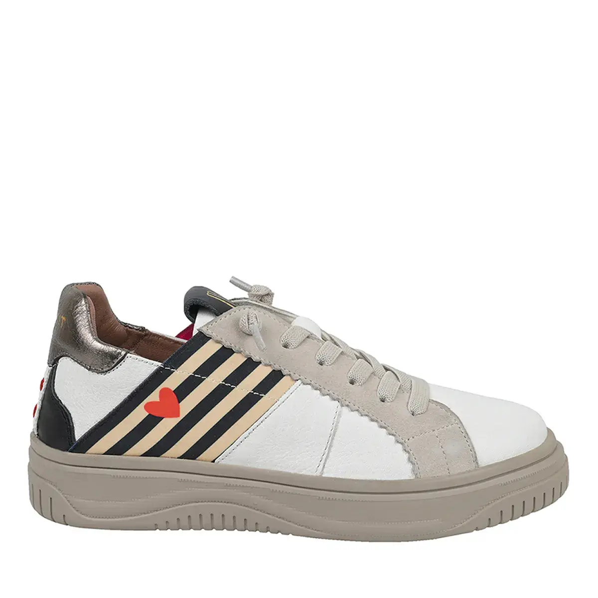 Damen Low-Top Leder Sneaker Streifen