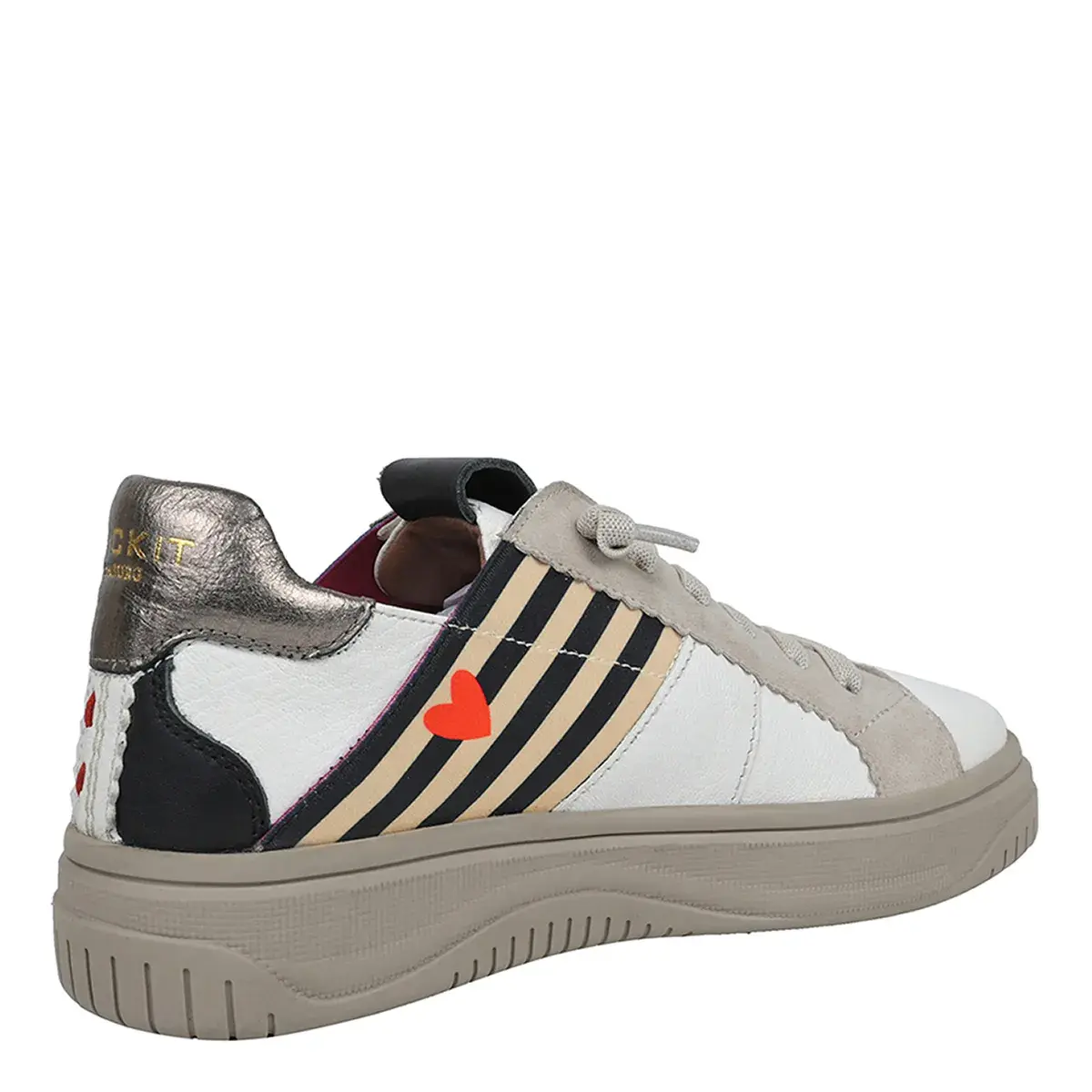 Damen Low-Top Leder Sneaker Streifen