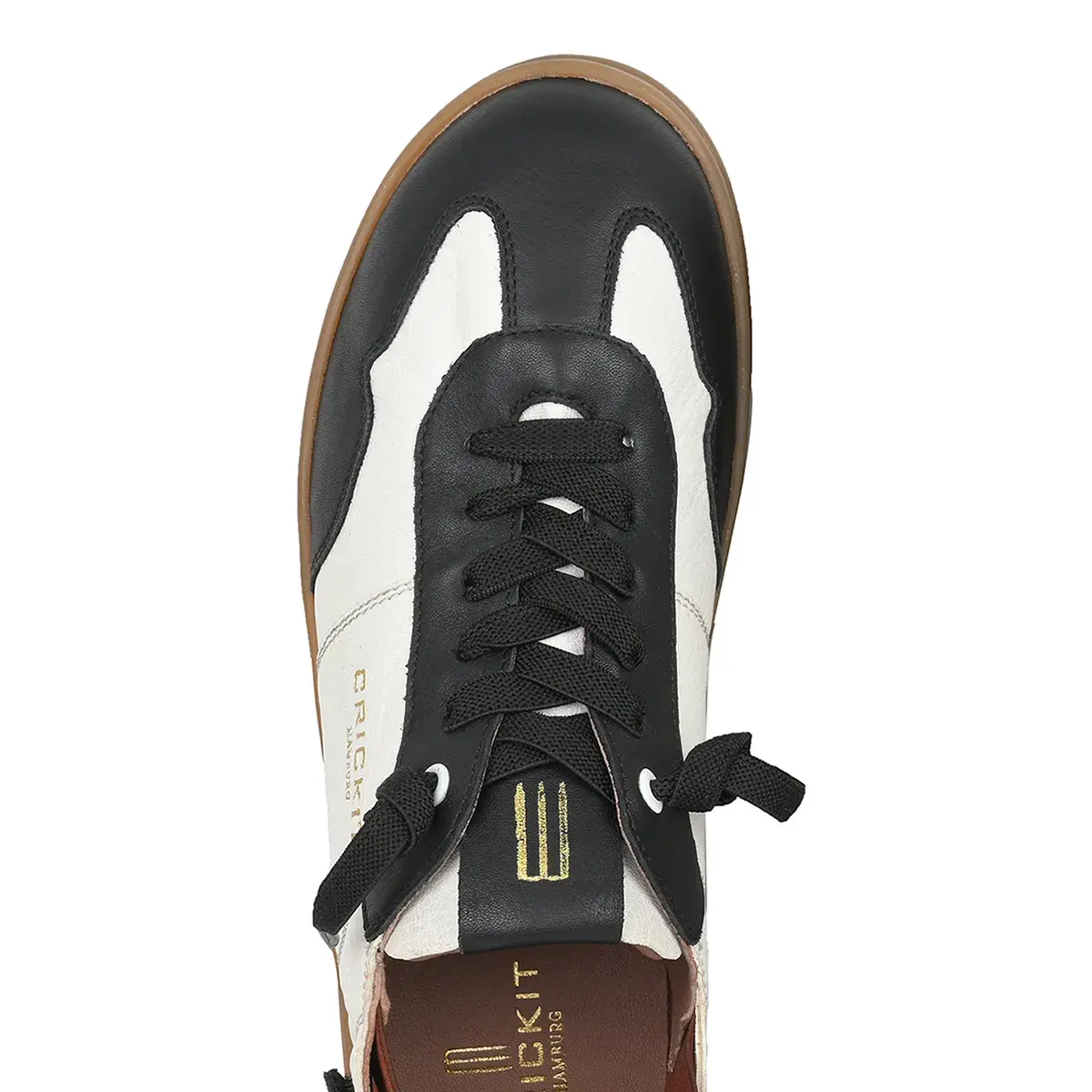 Zweifarbiger Leder-Low-Top-Sneaker