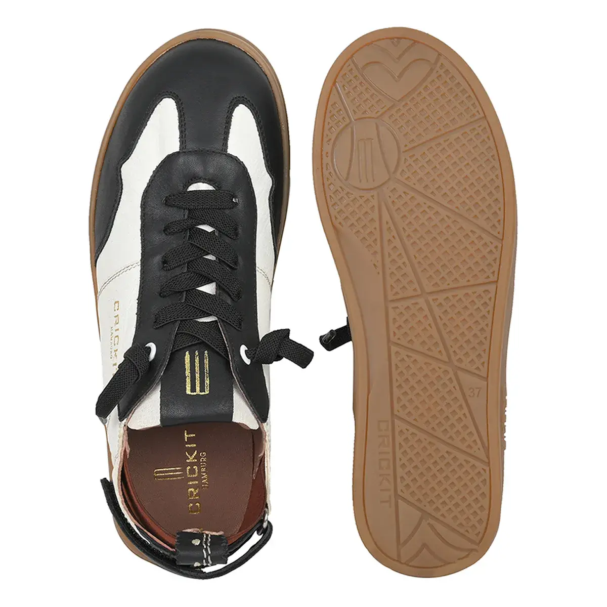 Zweifarbiger Leder-Low-Top-Sneaker