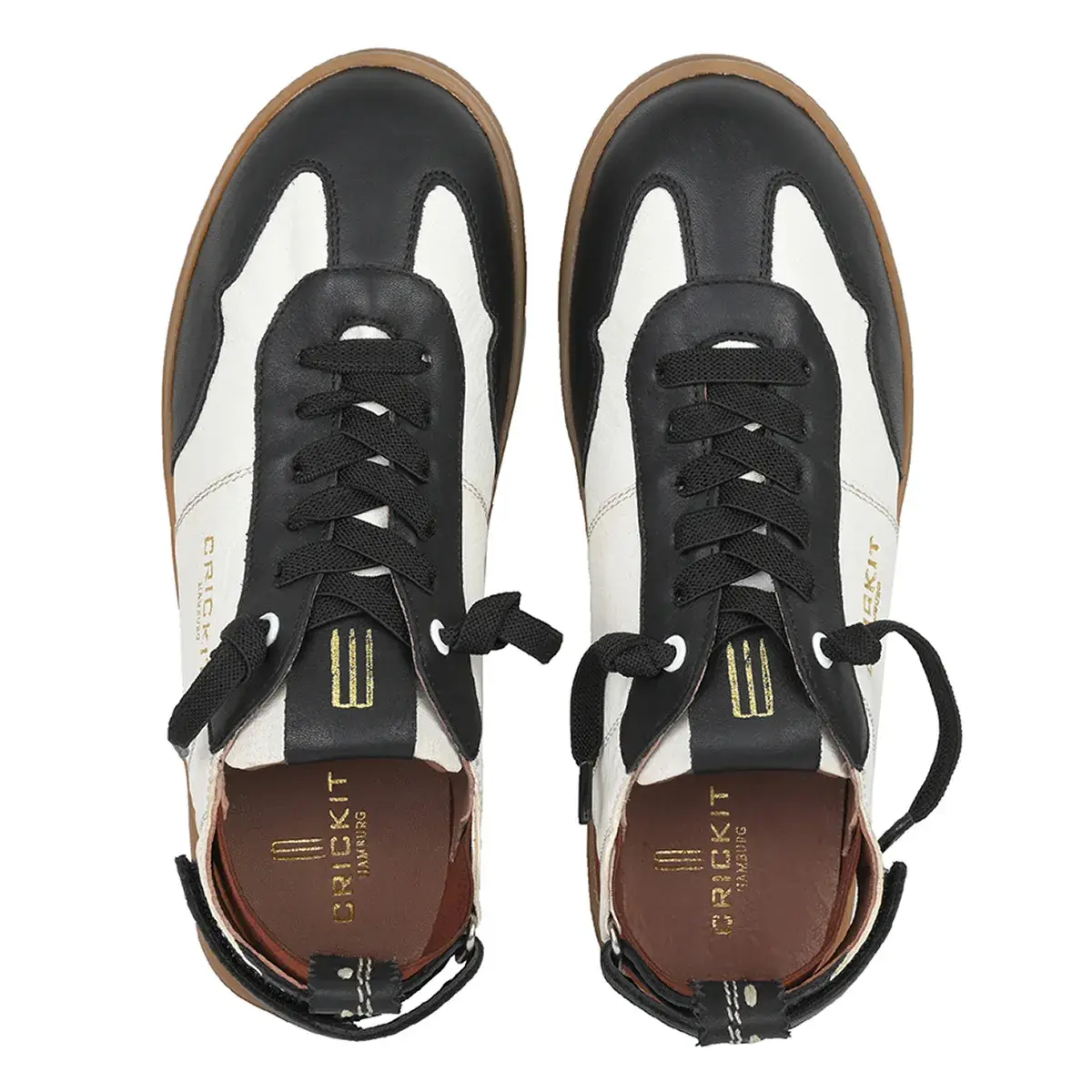 Zweifarbiger Leder-Low-Top-Sneaker