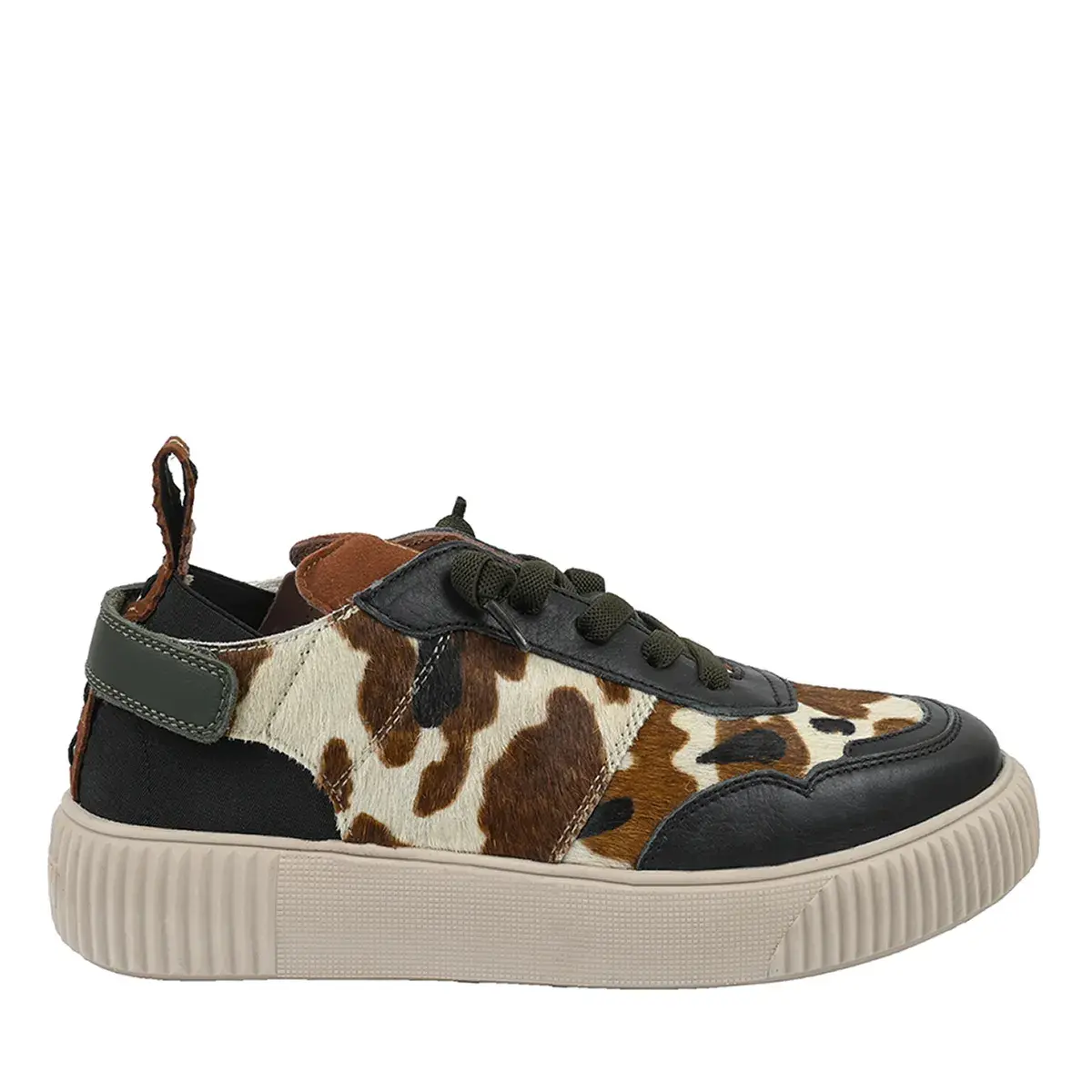 Leder-Sneaker mit Kuhfellmuster