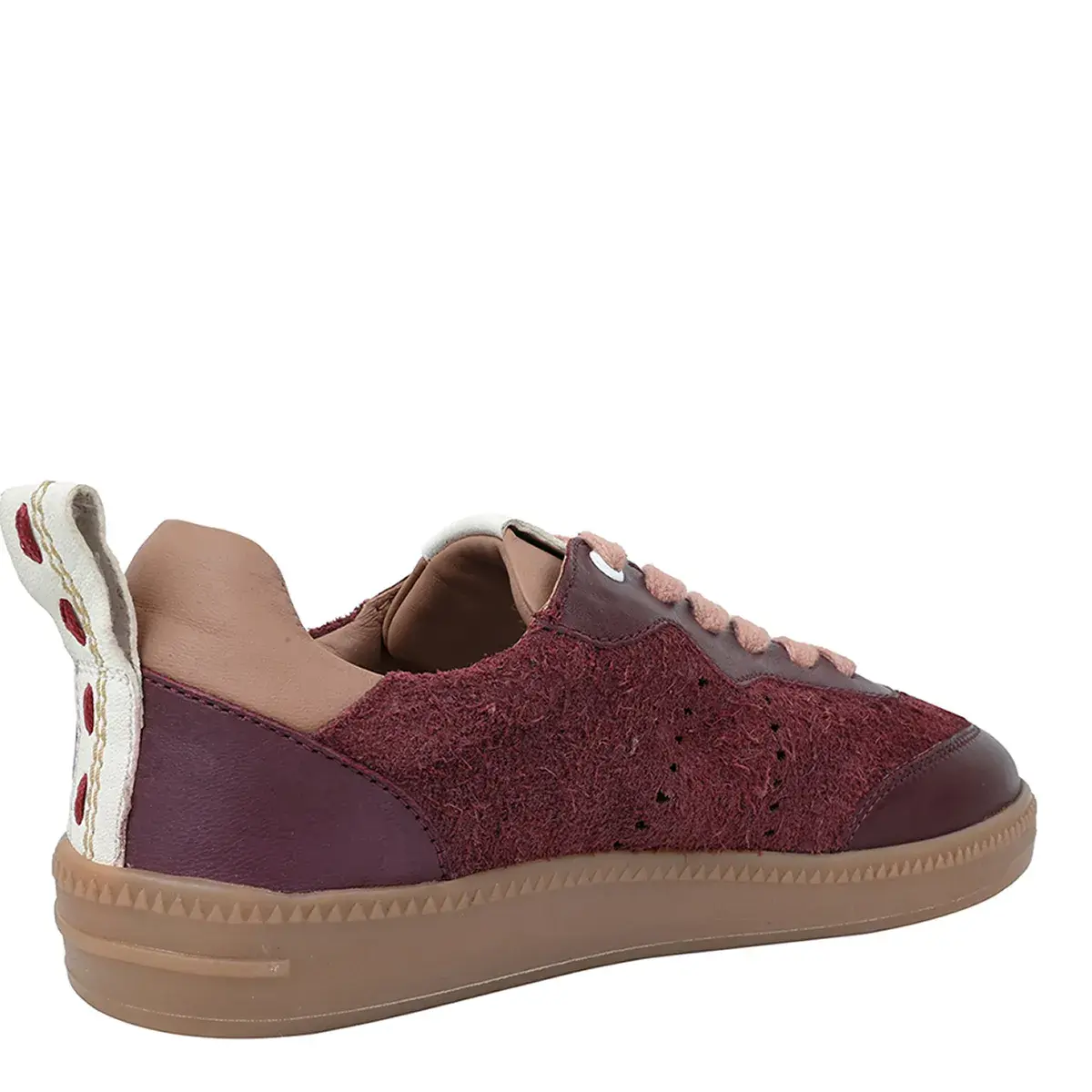 Burgunderfarbener Leder-Sneaker