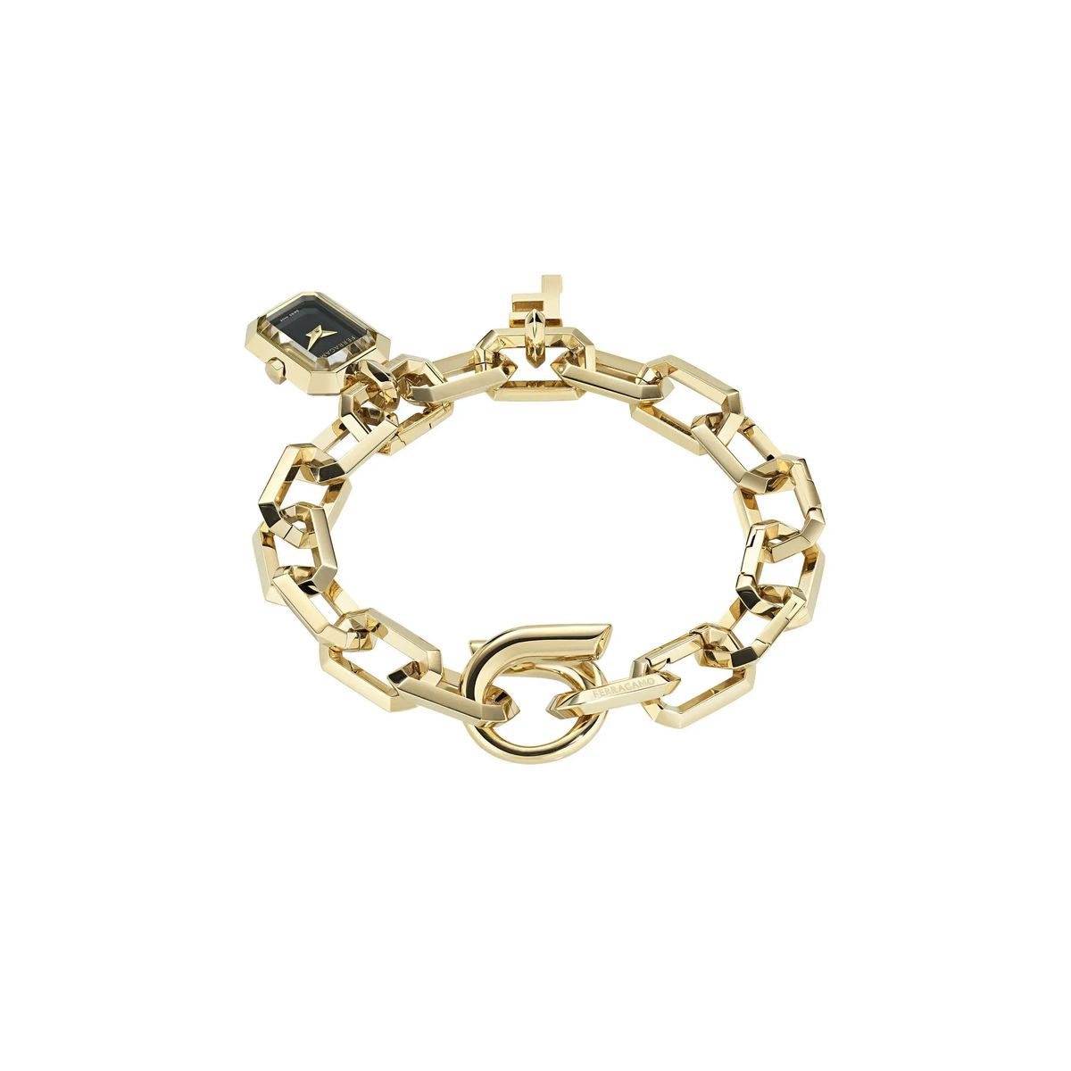 Ferragamo Charm Goldfarbene Gliederarmbanduhr