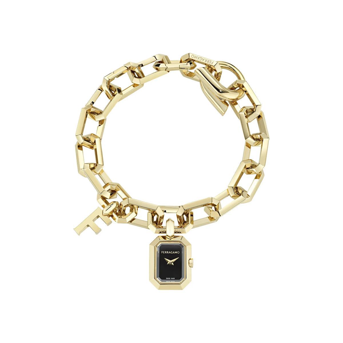 Ferragamo Charm Goldfarbene Gliederarmbanduhr