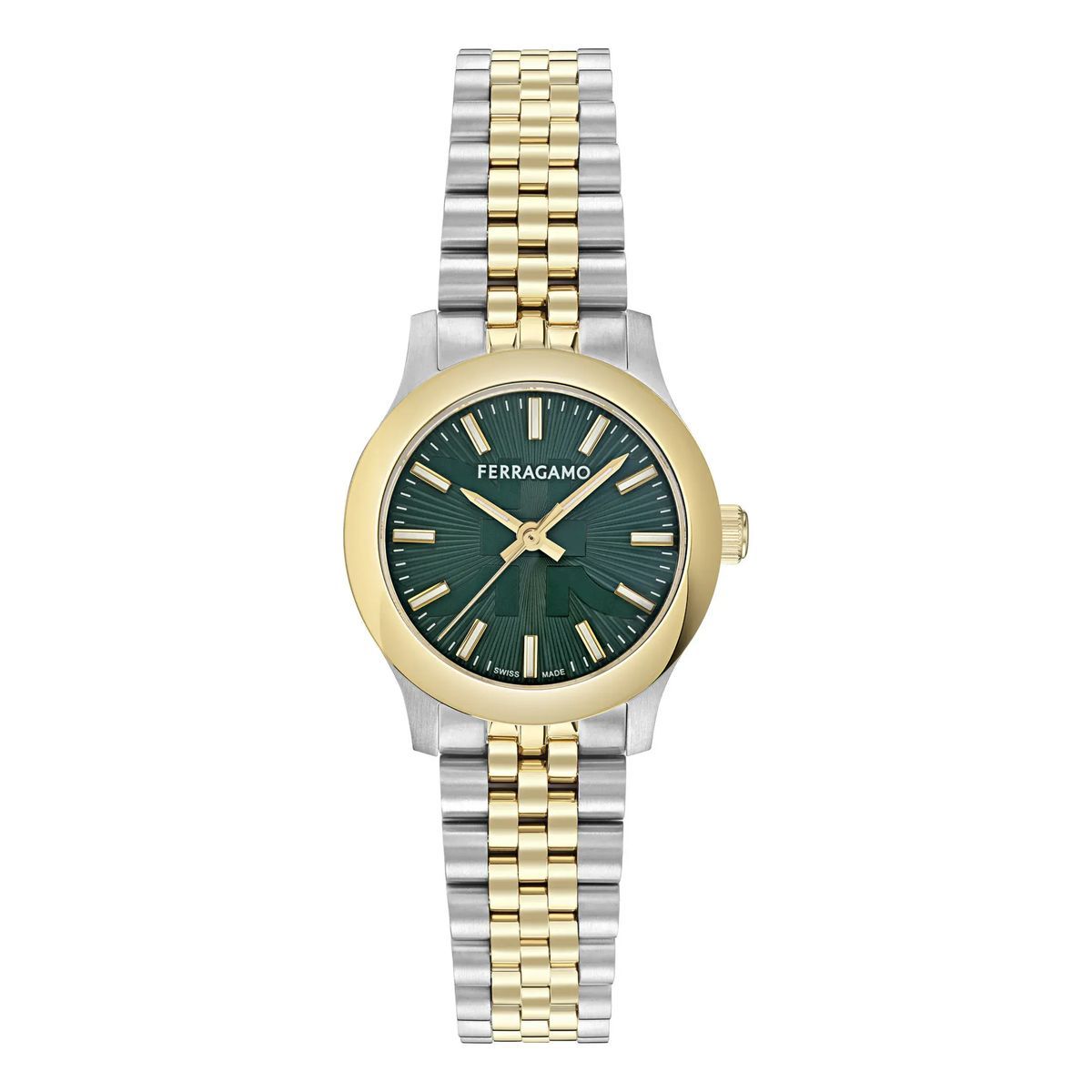 Zweifarbige Edelstahl-Analog-Uhr