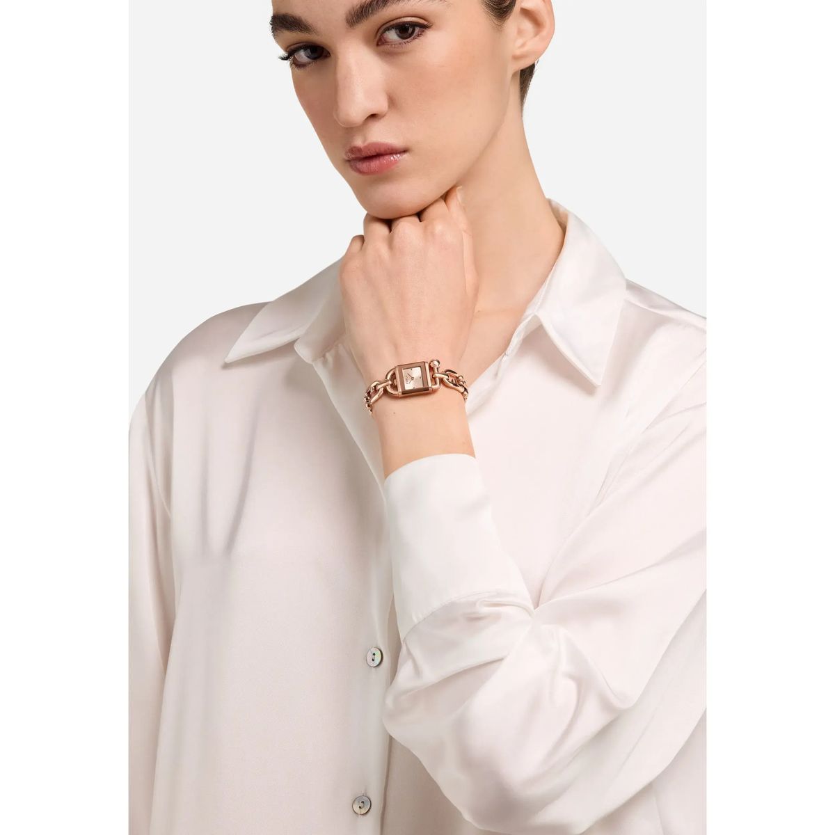 Roségoldfarbene Kettenarmbanduhr
