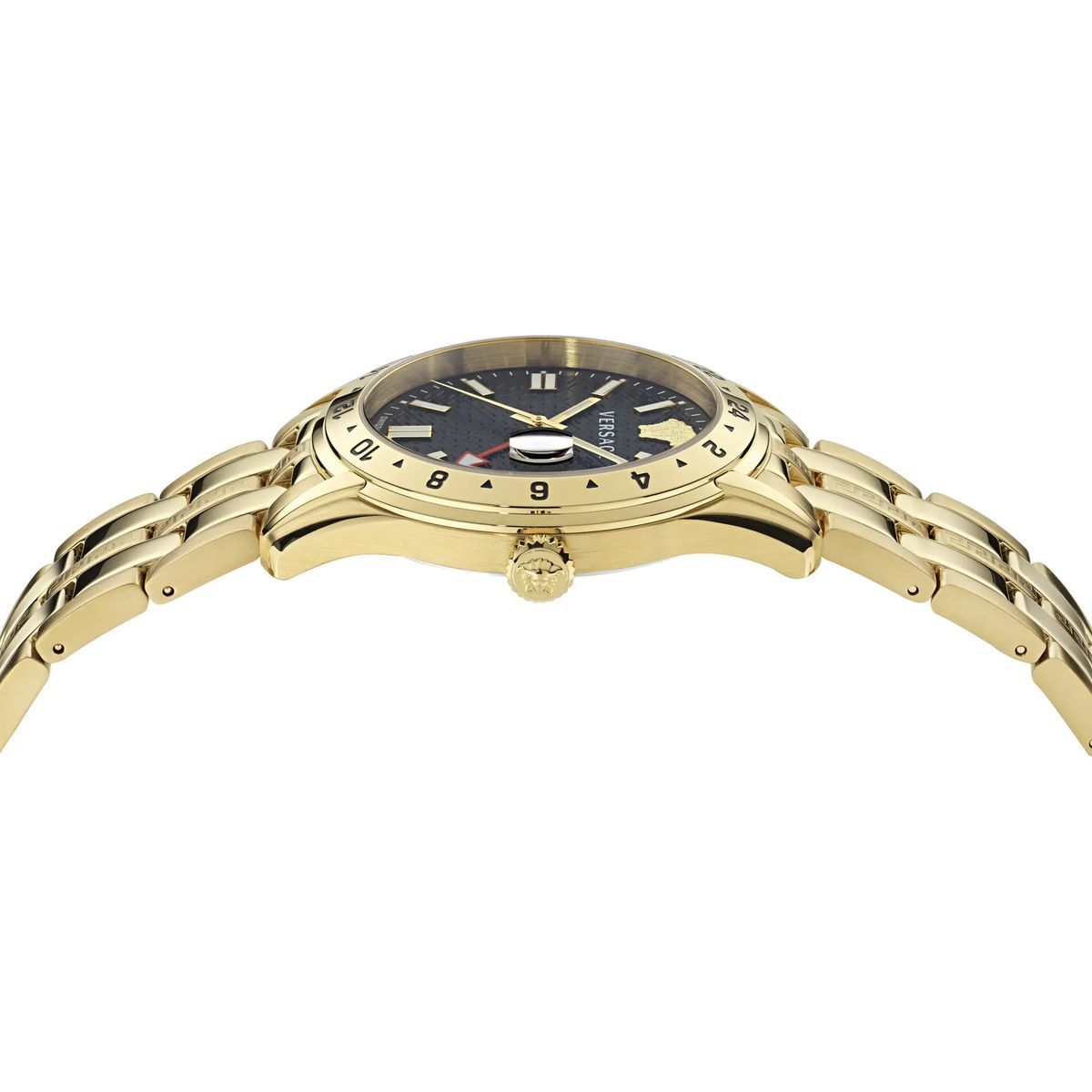 Elegante goldfarbene Versace GMT Uhr