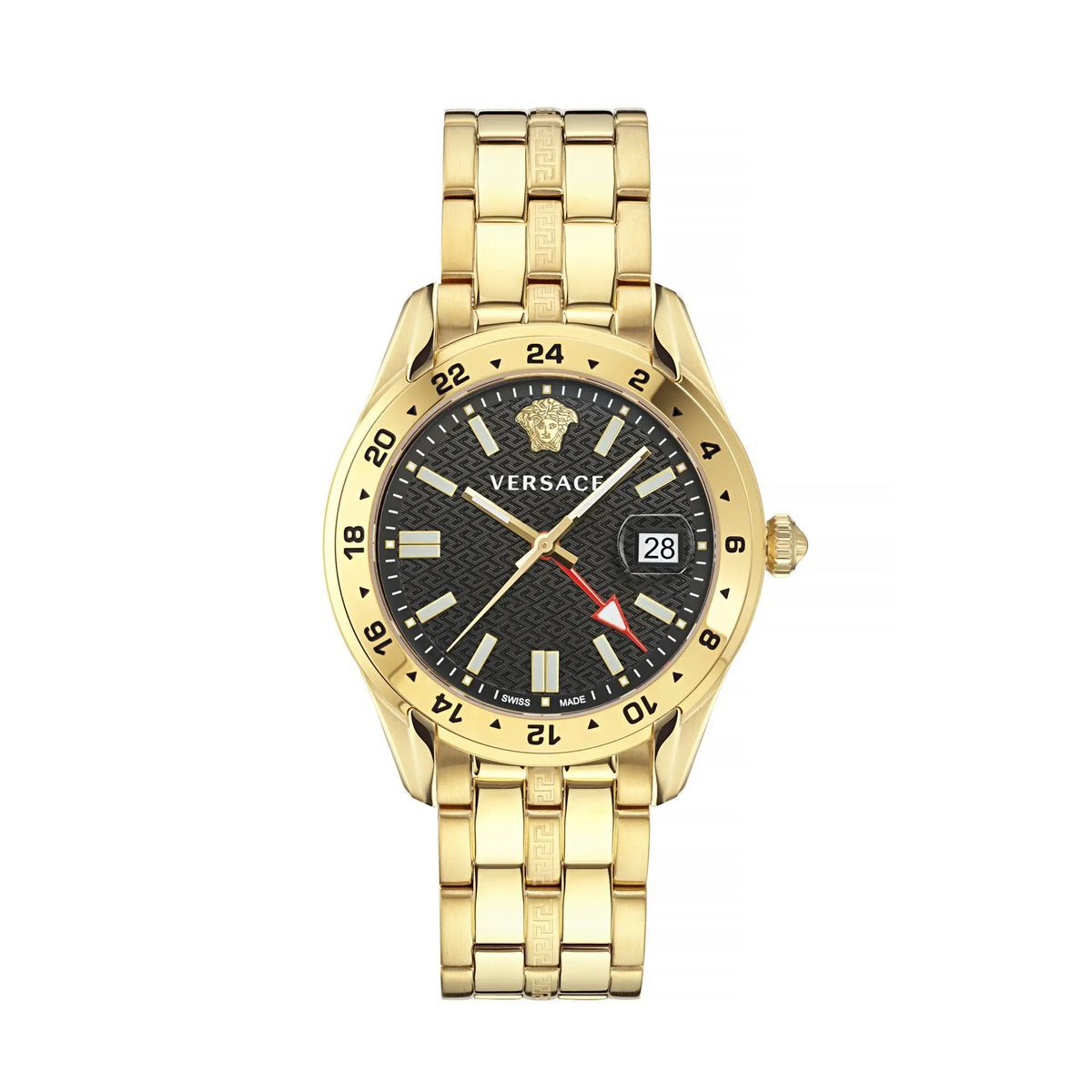 Elegante goldfarbene Versace GMT Uhr