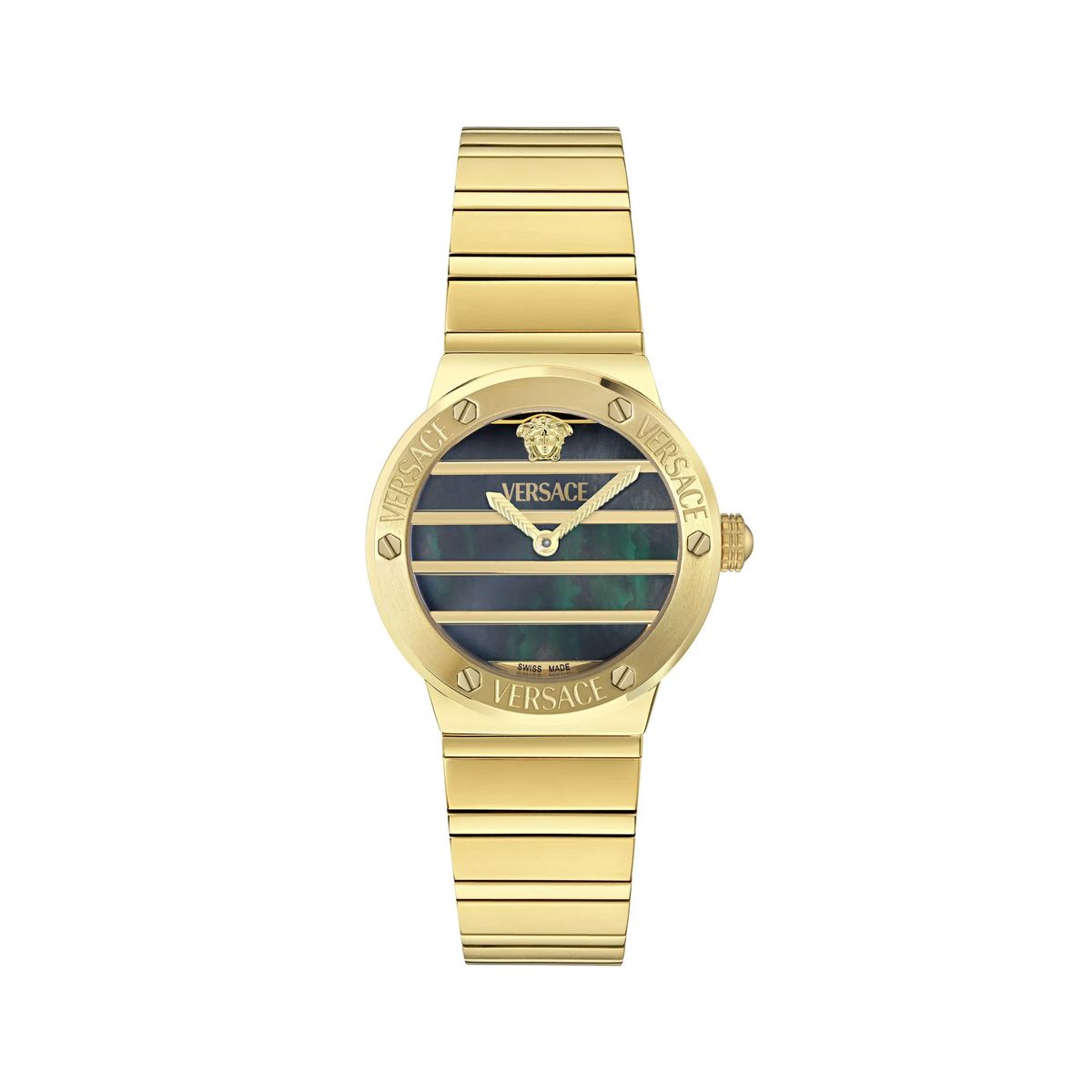 Elegante goldfarbene Schweizer Uhr
