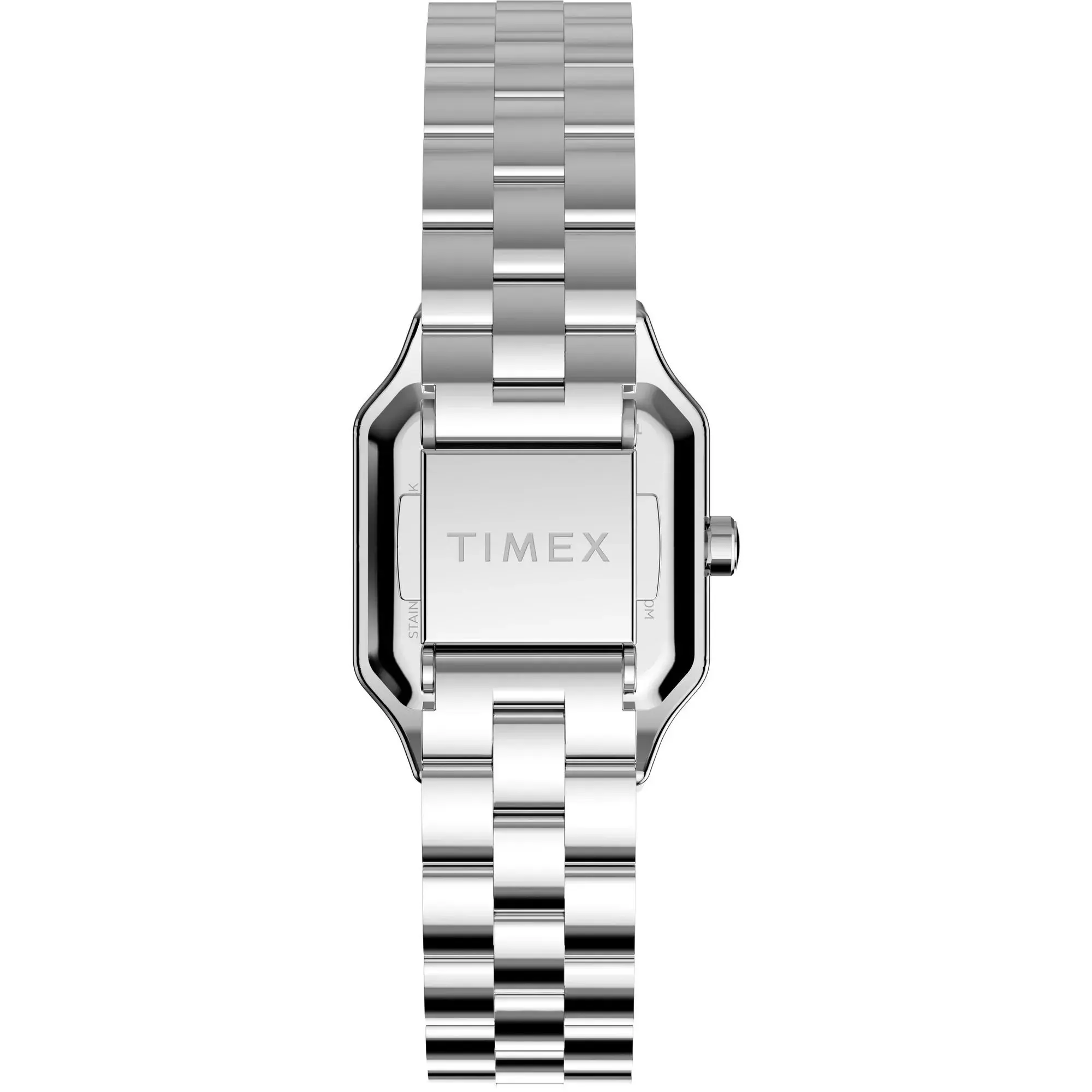 Silberne Armbanduhr mit quadratischem Zifferblatt