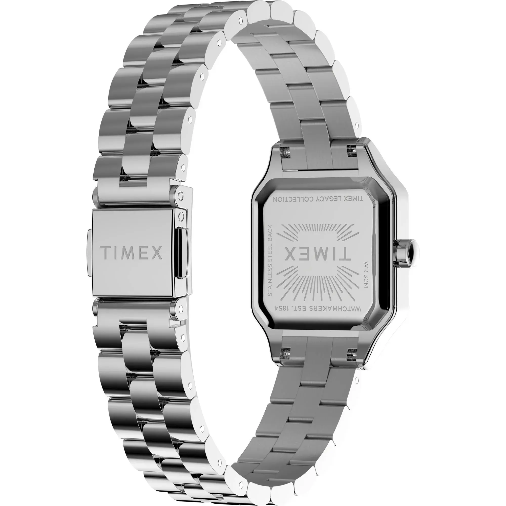 Silberne Armbanduhr mit quadratischem Zifferblatt