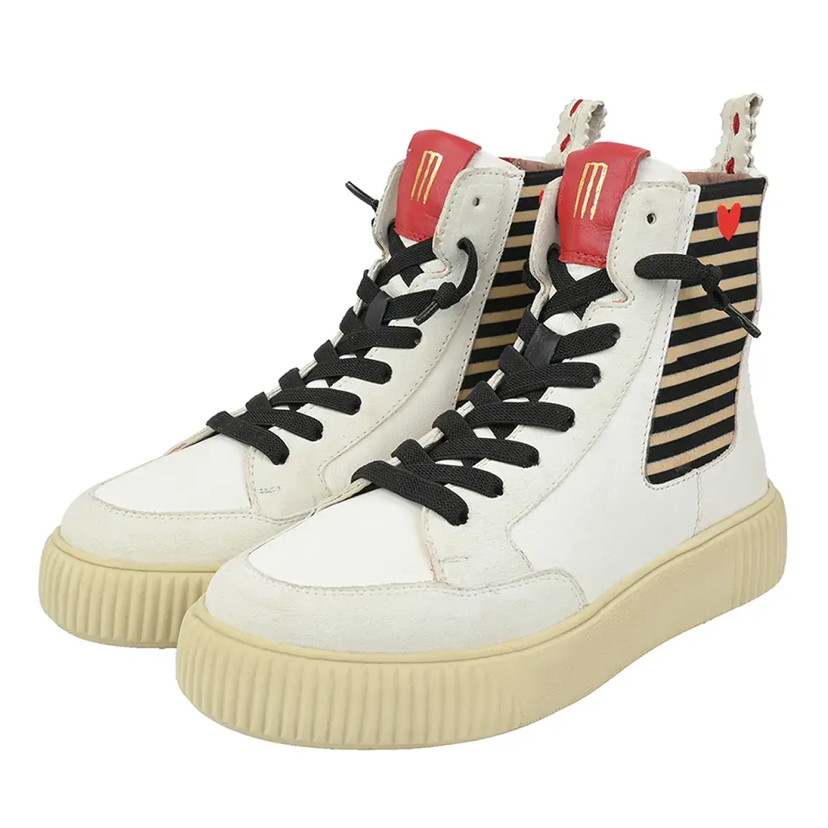 Weiße Leder High-Top Mode Sneakers