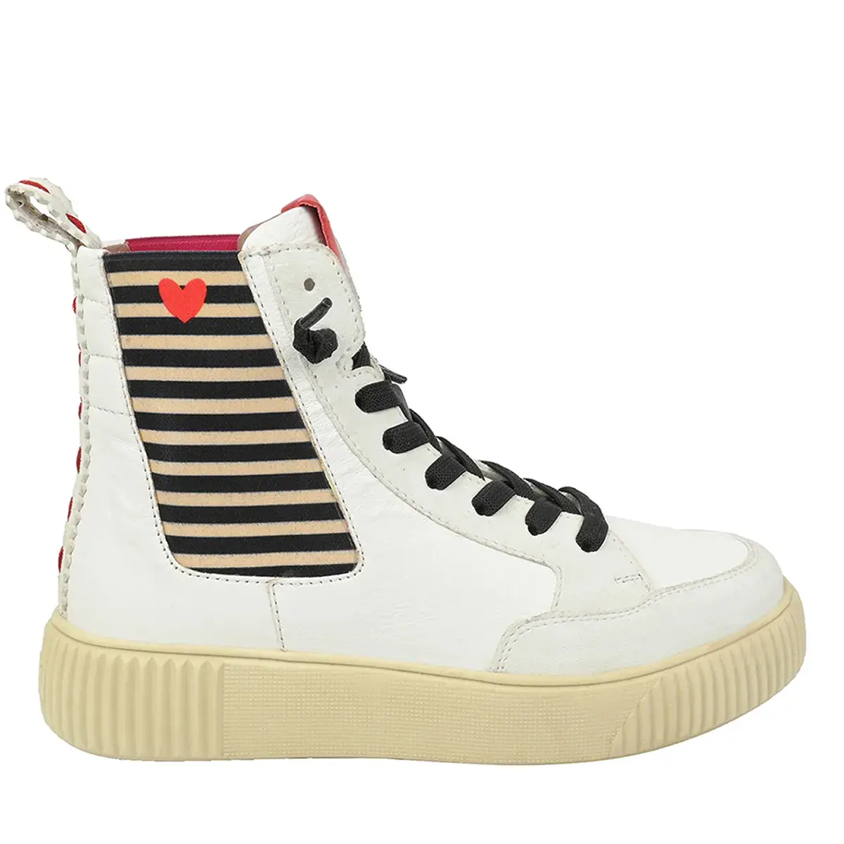 Weiße Leder High-Top Mode Sneakers