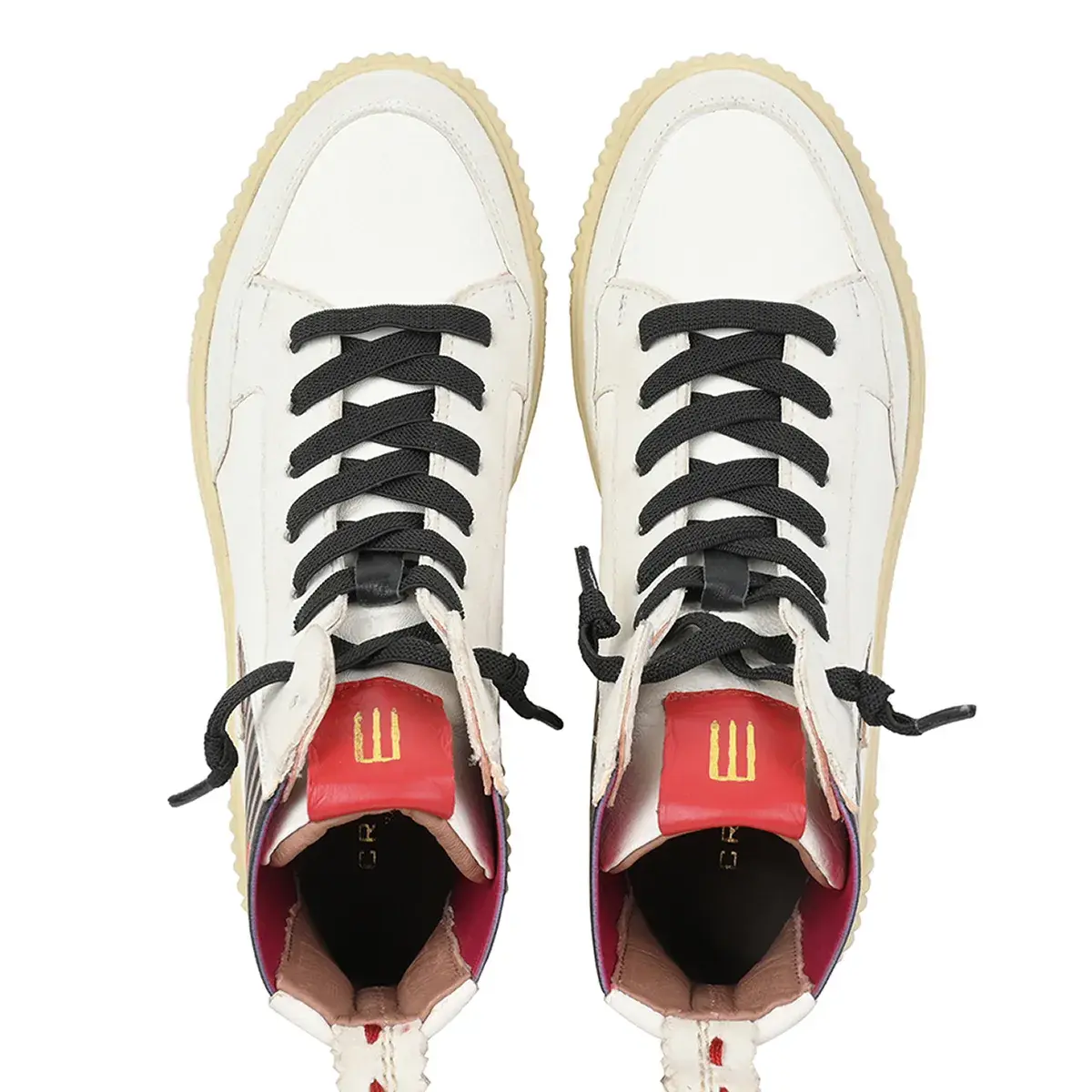 Weiße Leder High-Top Mode Sneakers