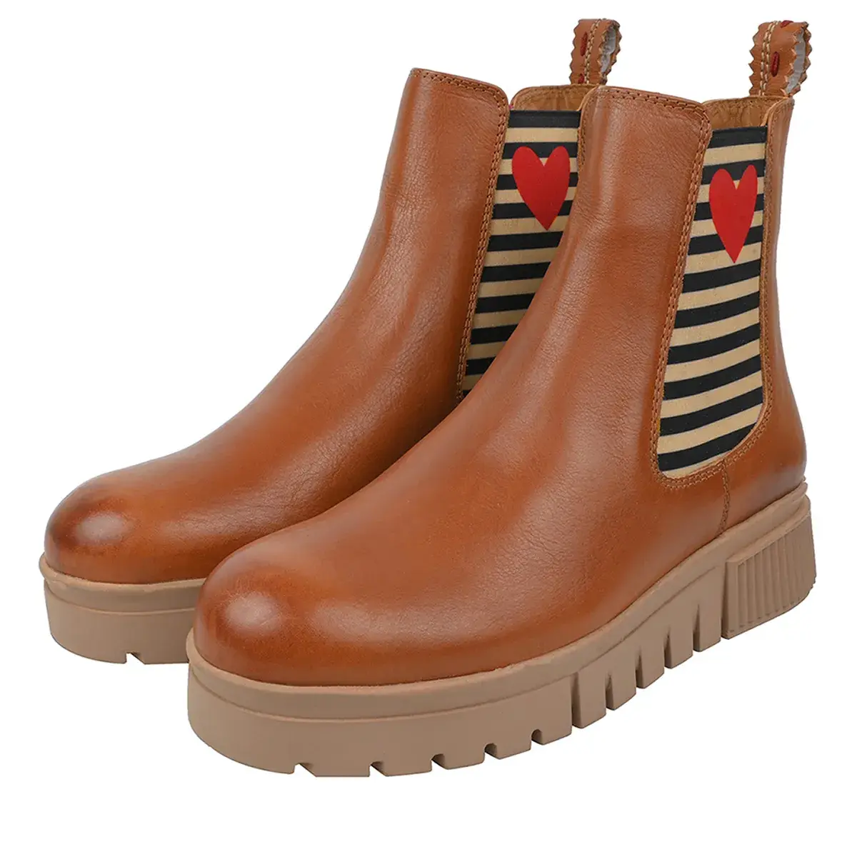 Brauner Chelsea-Plateau-Stiefel aus Leder