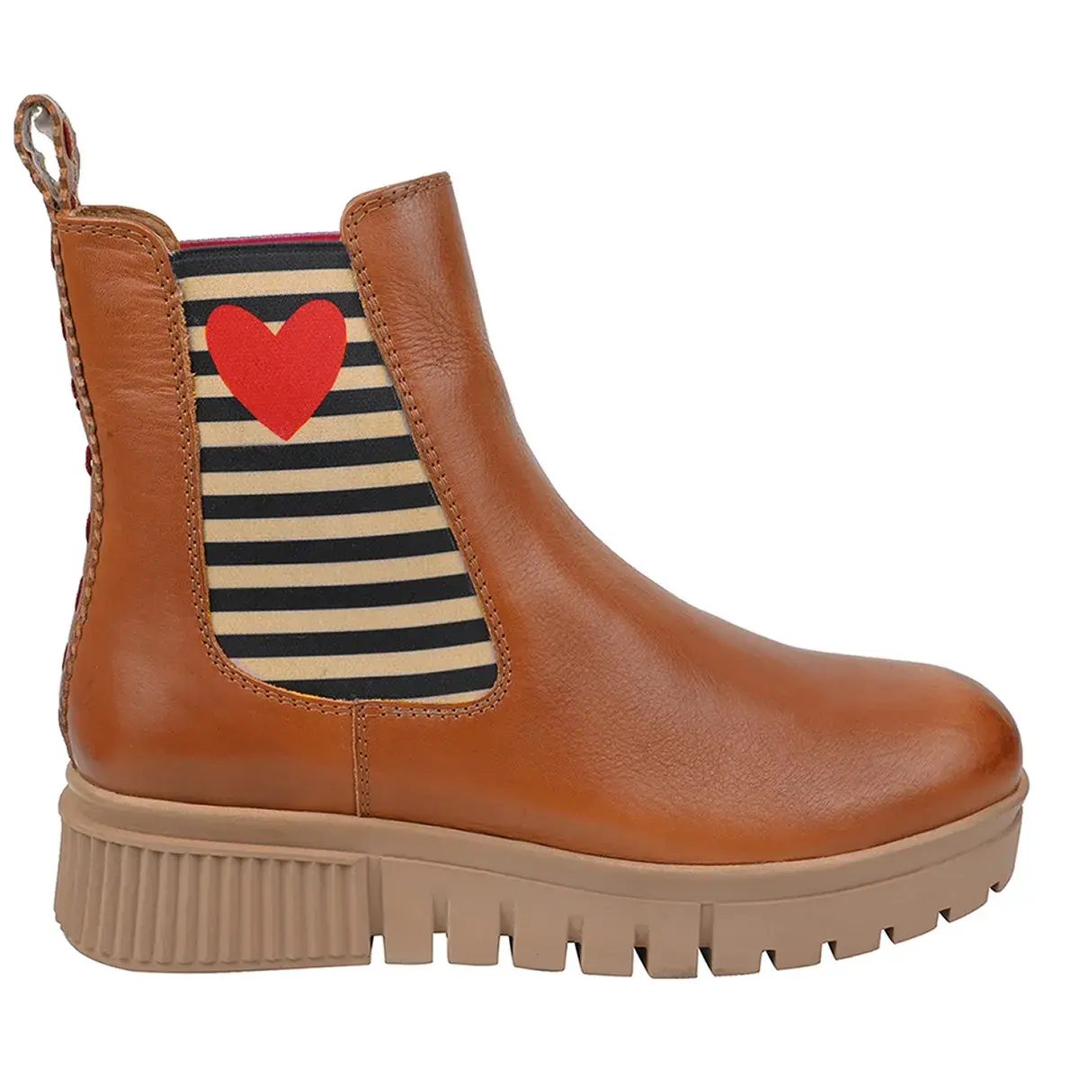 Brauner Chelsea-Plateau-Stiefel aus Leder
