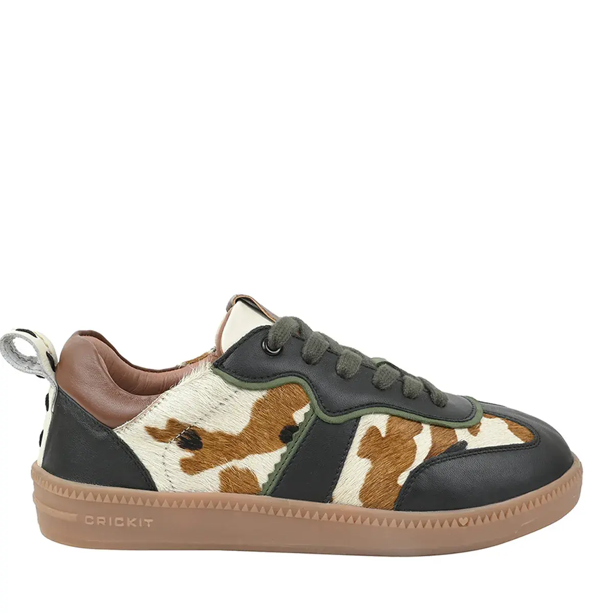 Leder-Low-Top-Sneakers mit Kuhfellmuster