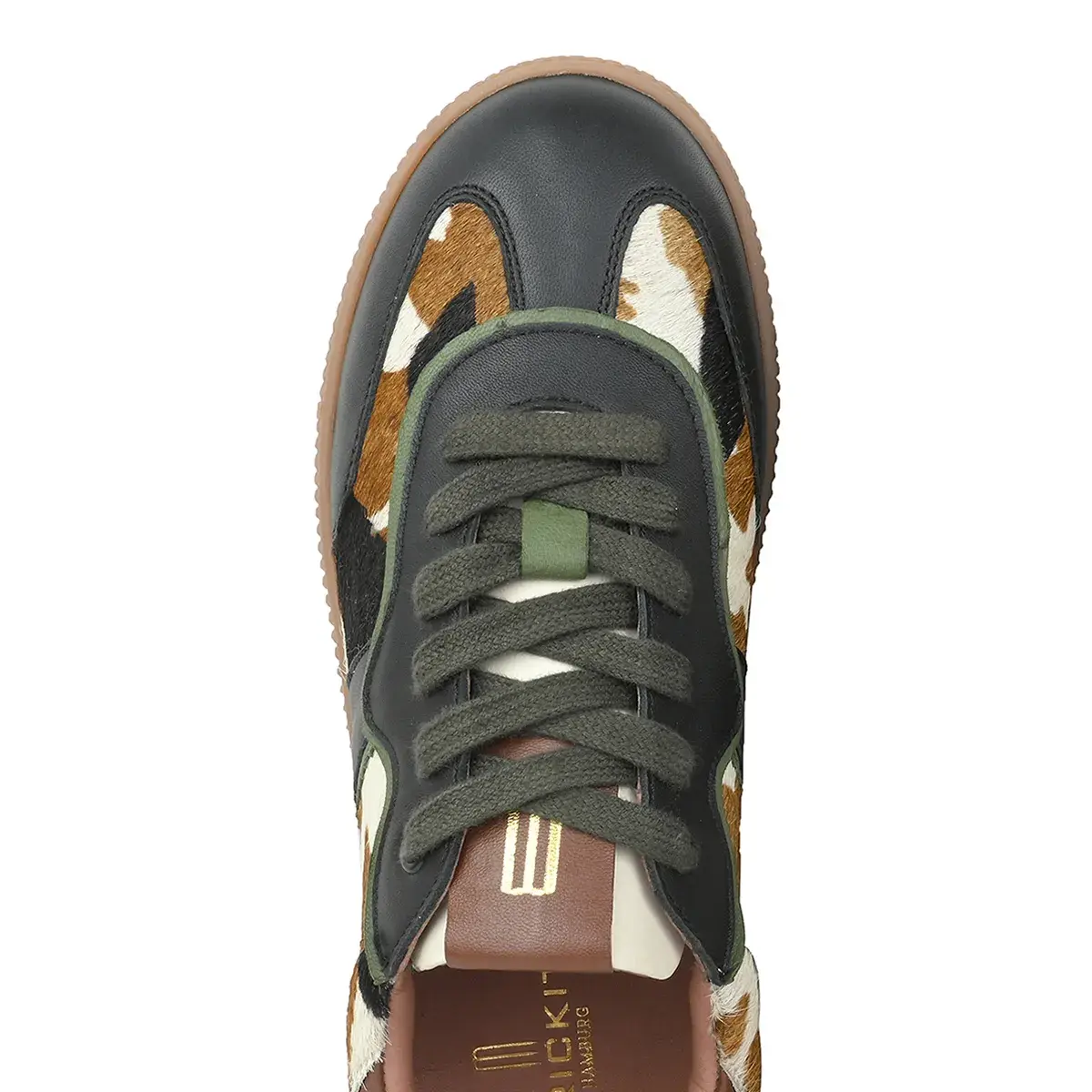 Leder-Low-Top-Sneakers mit Kuhfellmuster