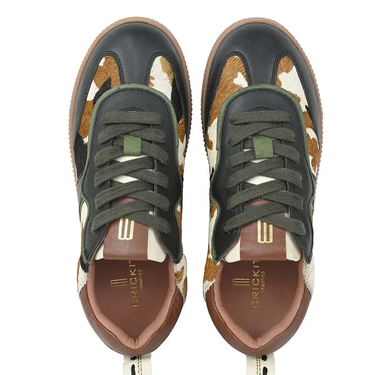 Leder-Low-Top-Sneakers mit Kuhfellmuster