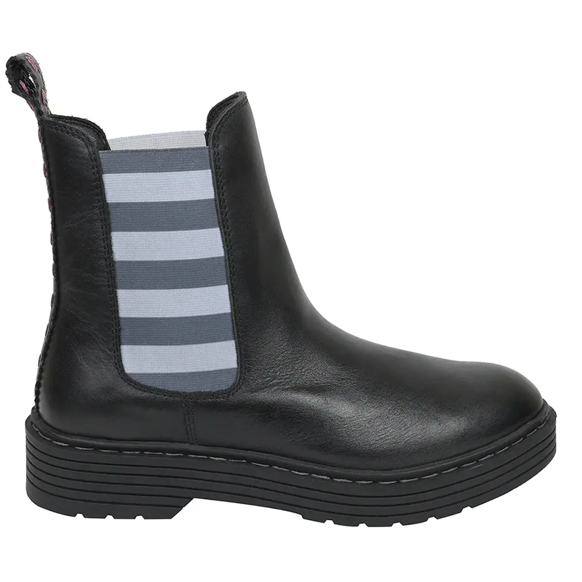 Schwarze Chelsea Boots aus Leder mit Streifen