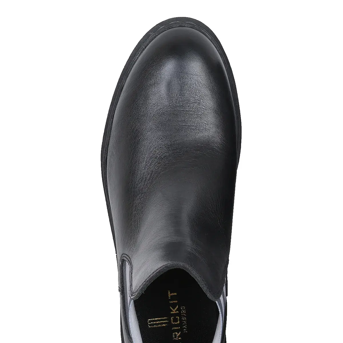 Schwarze Chelsea Boots aus Leder mit Streifen