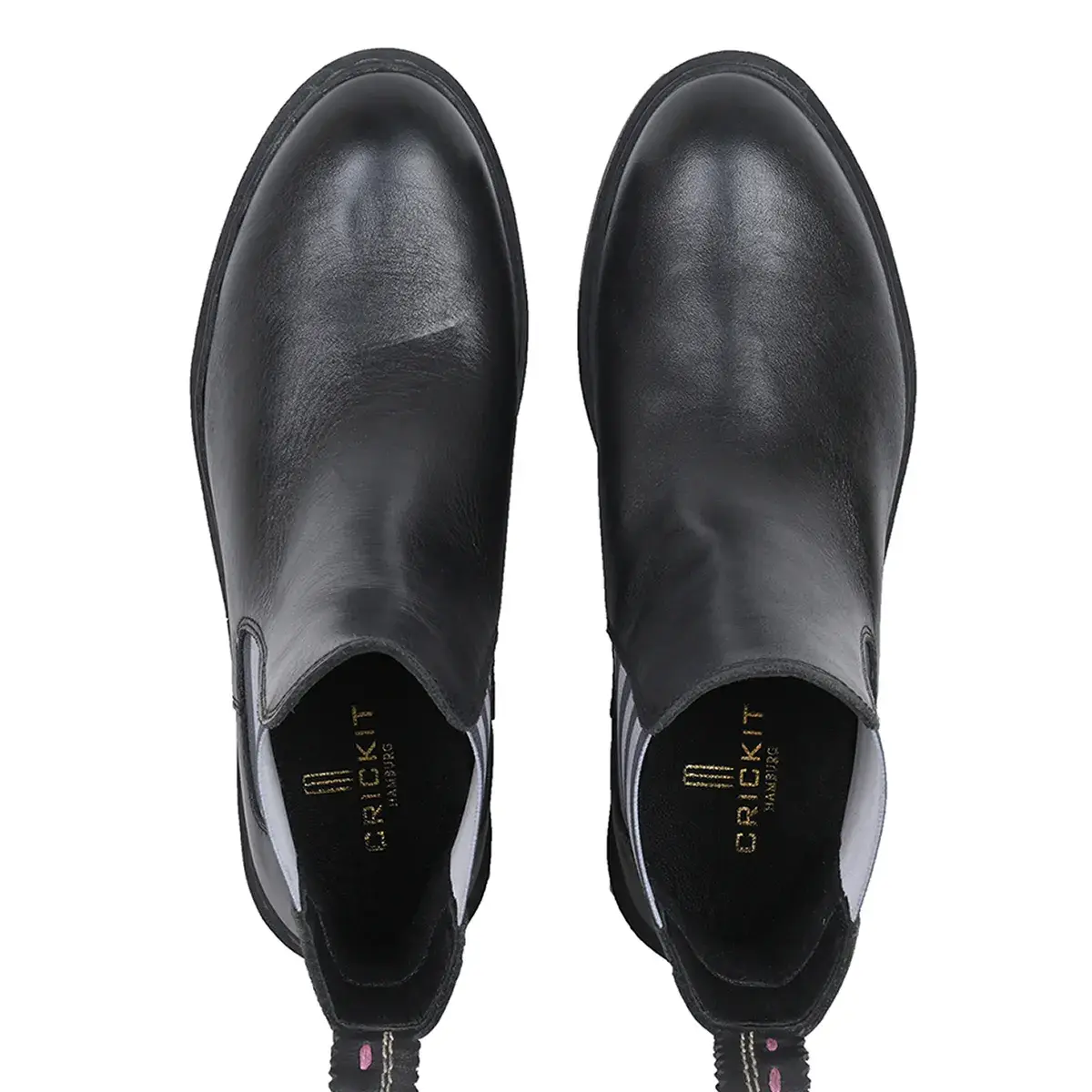 Schwarze Chelsea Boots aus Leder mit Streifen
