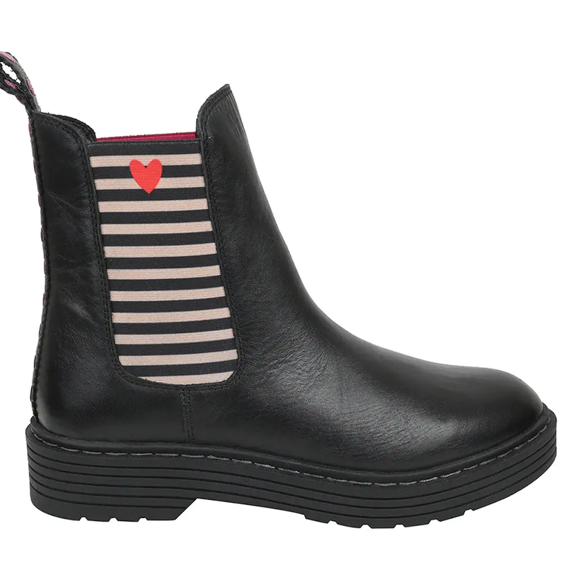 Schwarze Chelsea-Boots aus Leder mit Herzen