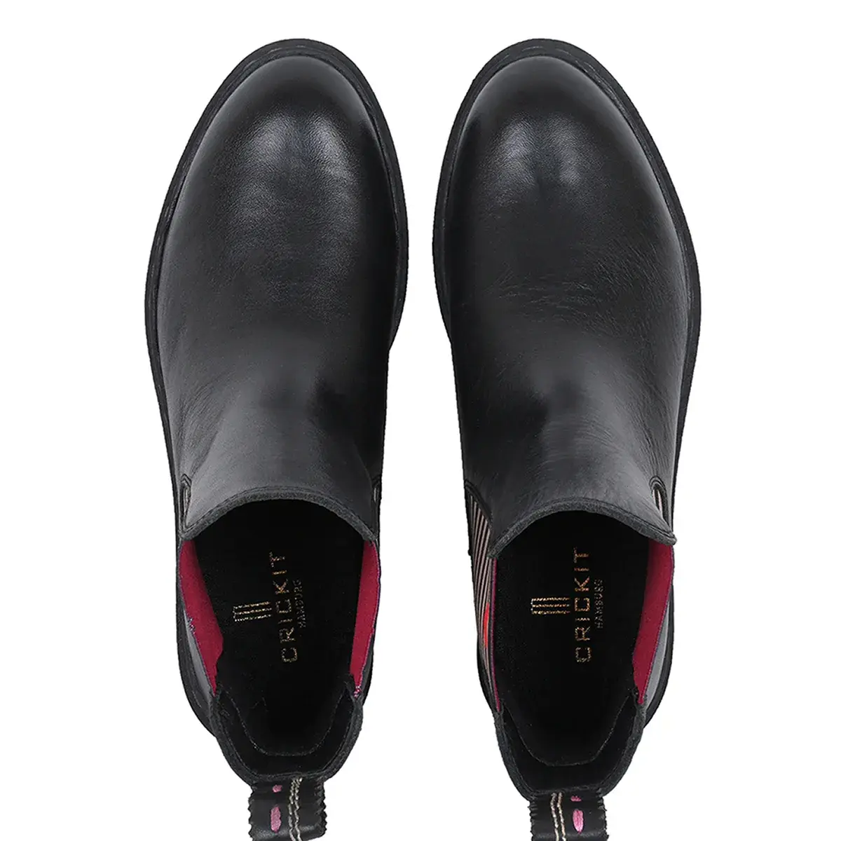 Schwarze Chelsea-Boots aus Leder mit Herzen