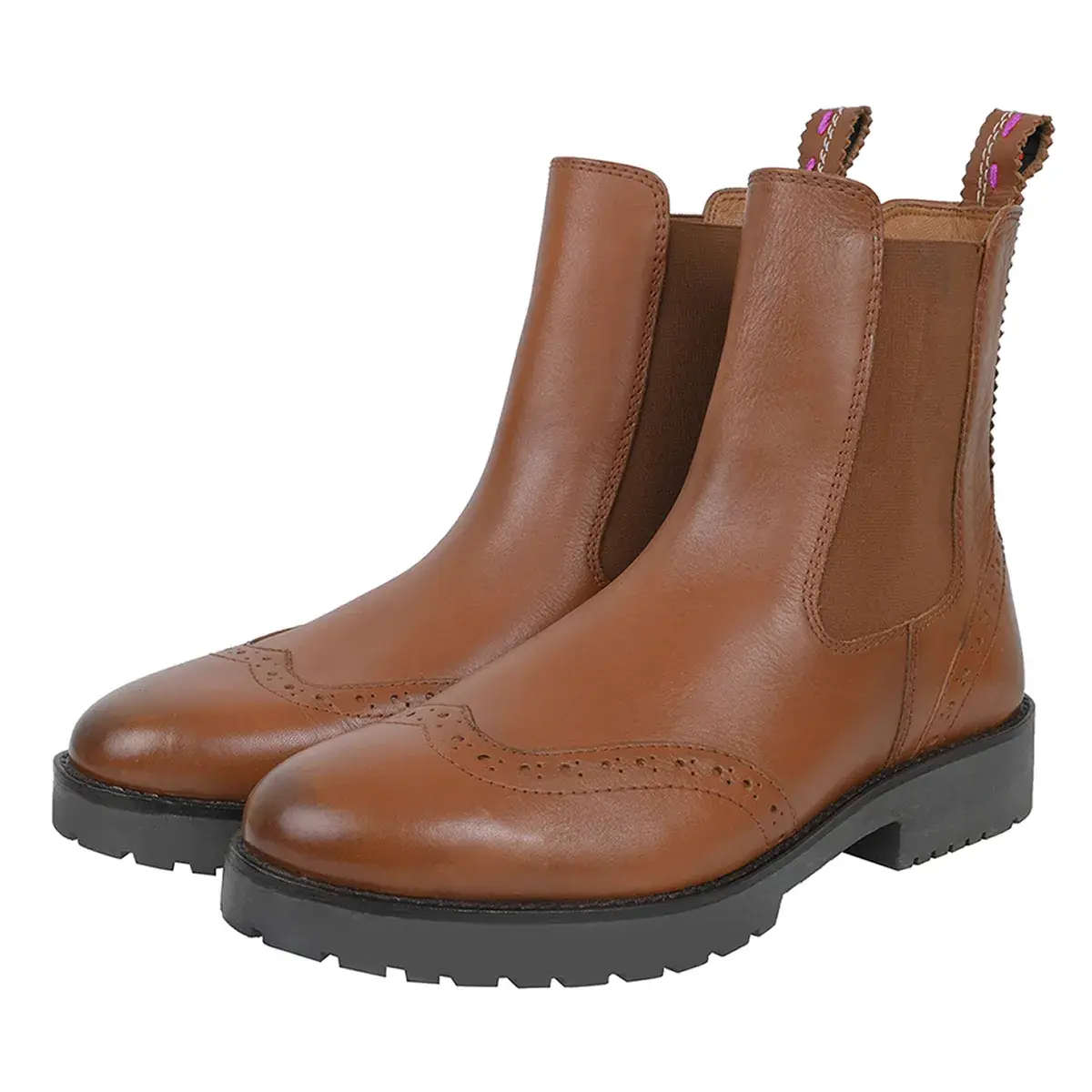Chelsea-Lederstiefeletten mit Brogue-Details