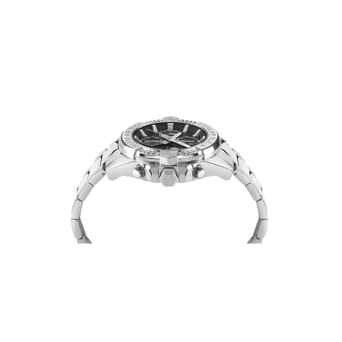 Silberne Chronographenuhr aus Edelstahl