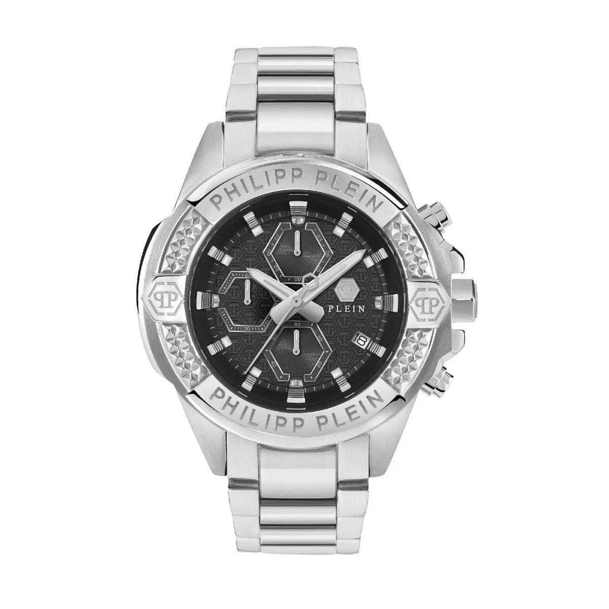 Silberne Chronographenuhr aus Edelstahl