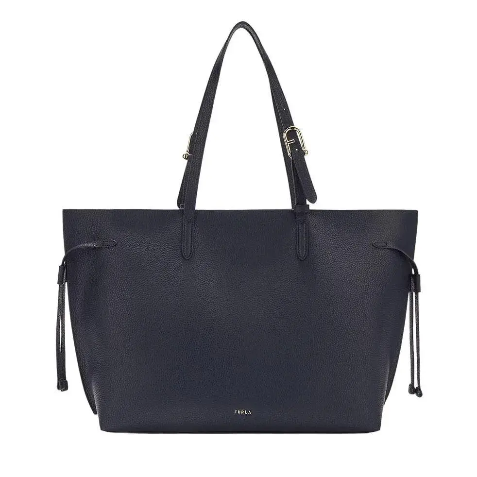 Strukturierte Leder-Henkeltasche mit Riemen