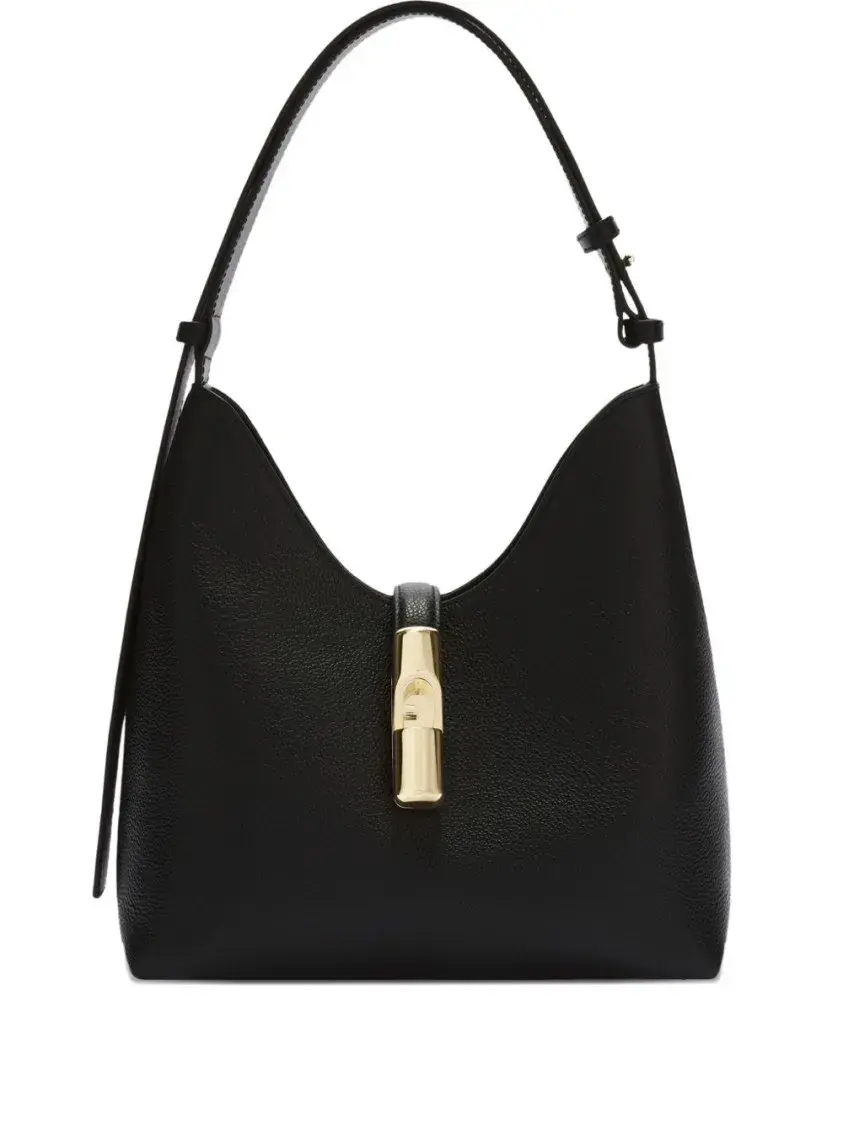 Minimalistische schwarze Leder Hobo Tasche