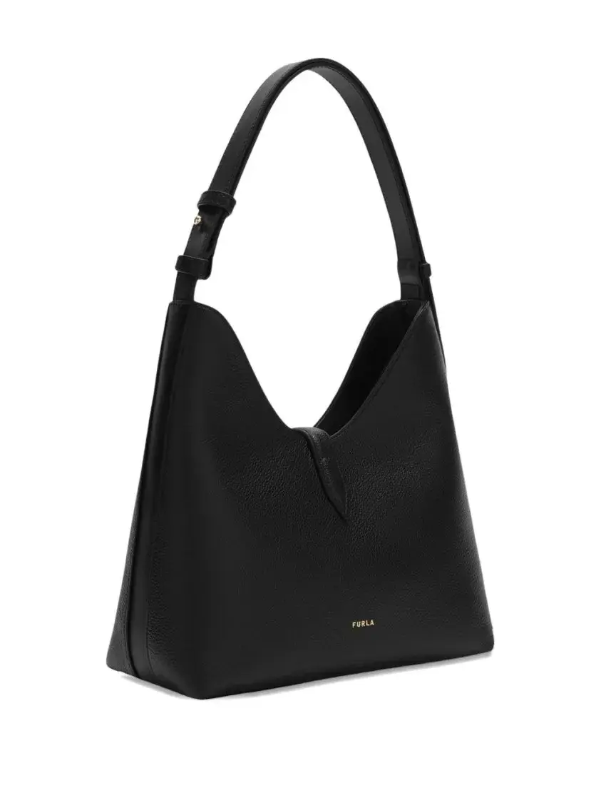 Minimalistische schwarze Leder Hobo Tasche