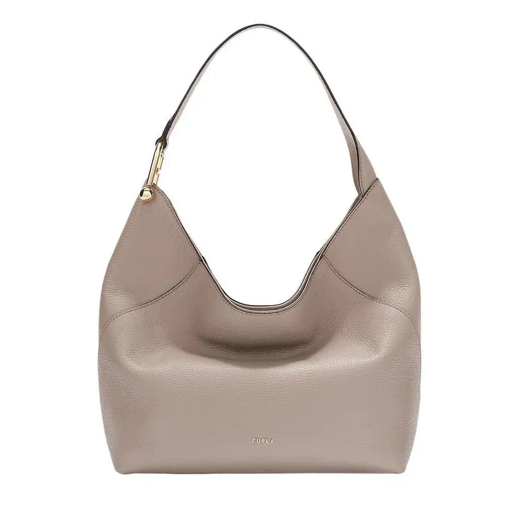 Moderne Hobo-Tasche aus Leder in Beige