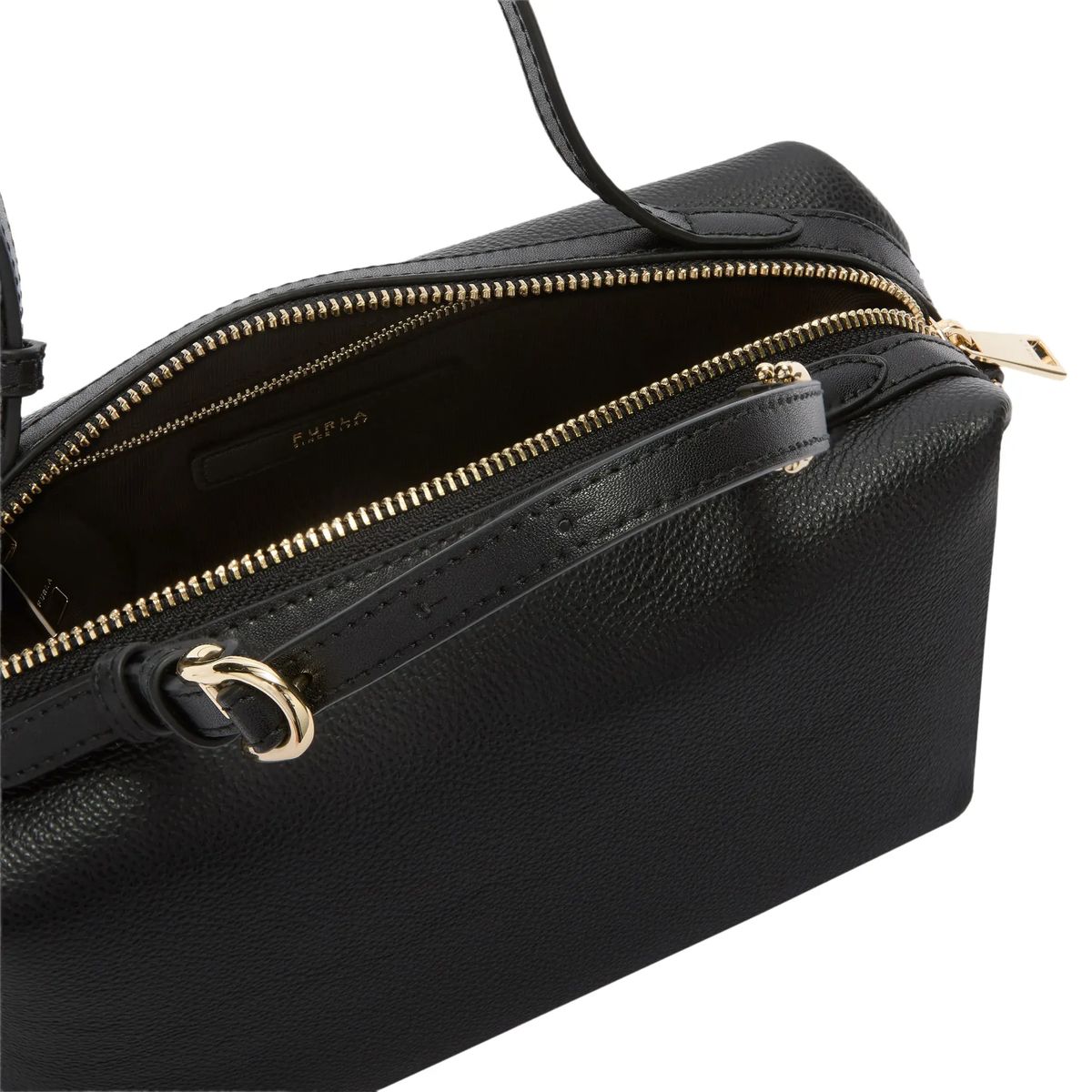 Schwarze Boston Crossbody-Tasche aus Leder