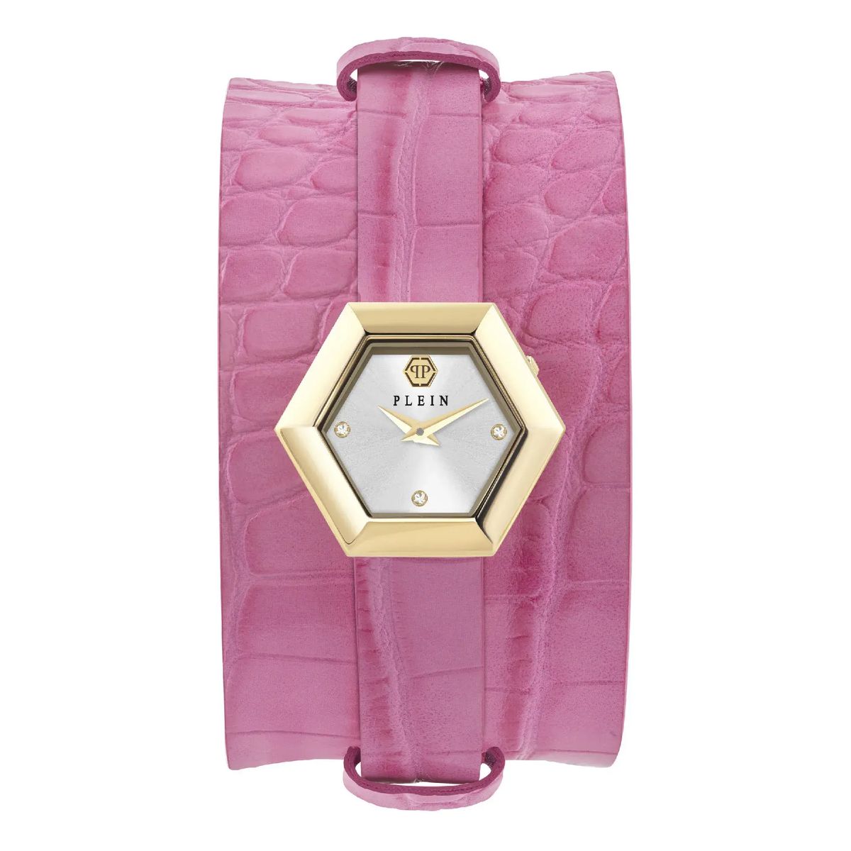 Philipp Plein Rosa Uhr mit Leopardenmuster