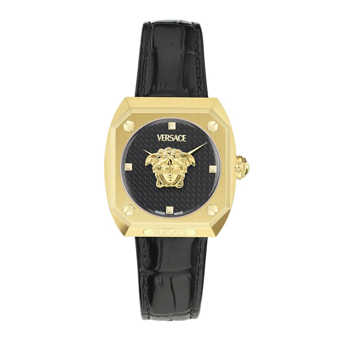 Elegante Medusa Antares Schwarze Lederuhr